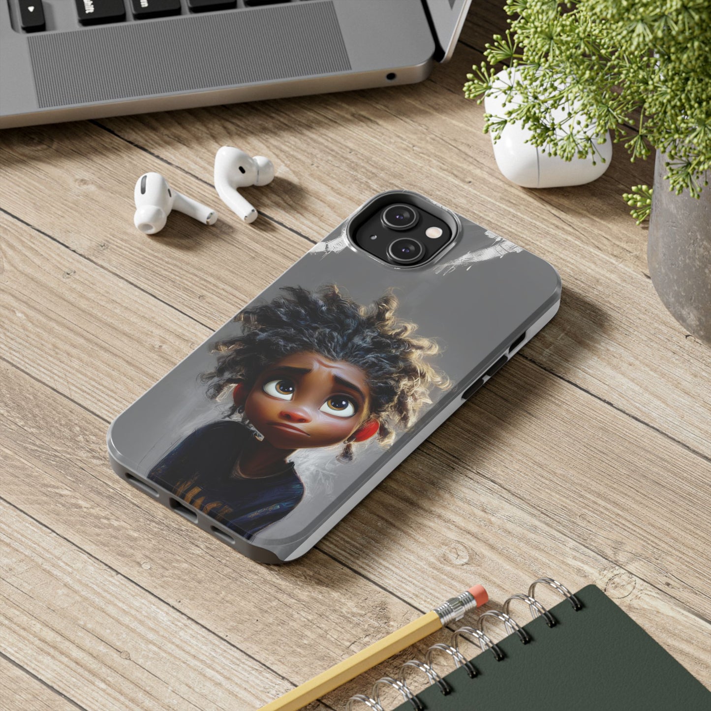 Whimsical Tough Phone Case - Artistic Design for Kids and Tweens