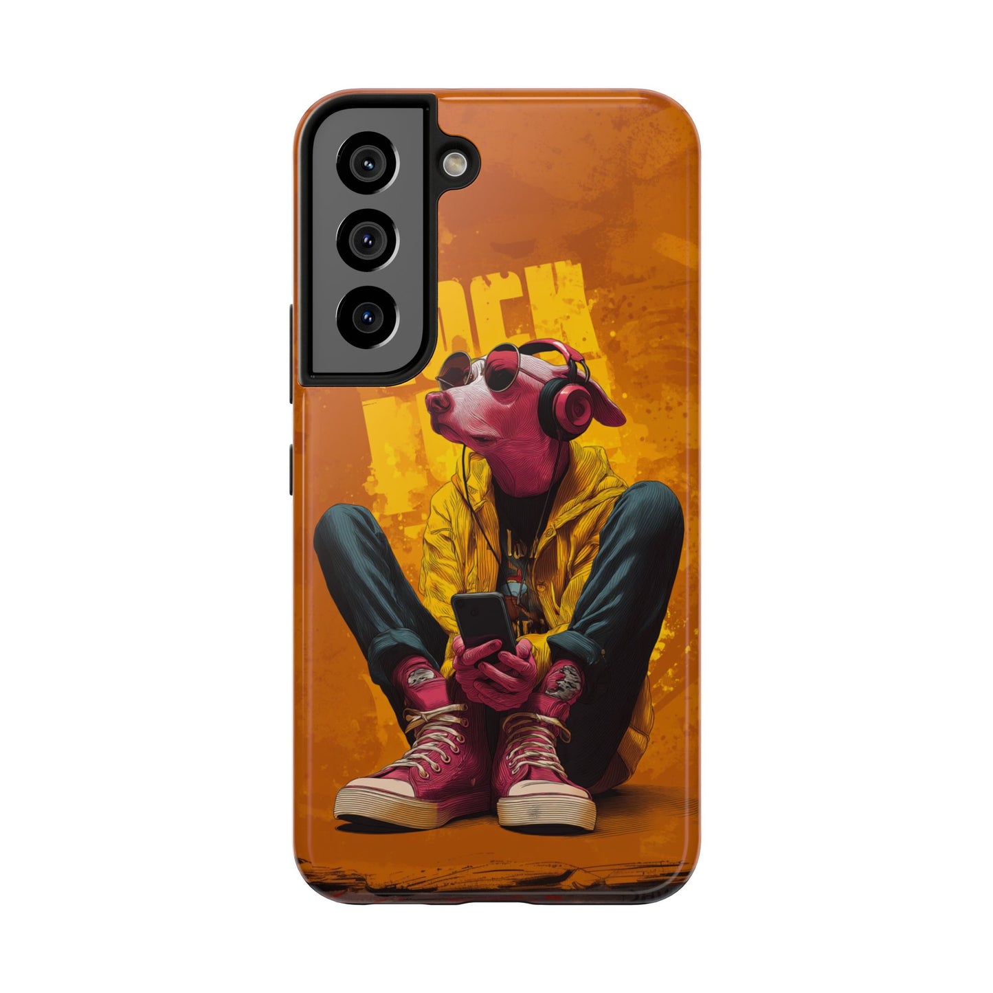 Dog with Pink Sunglasses and Headphones Tough Phone Case