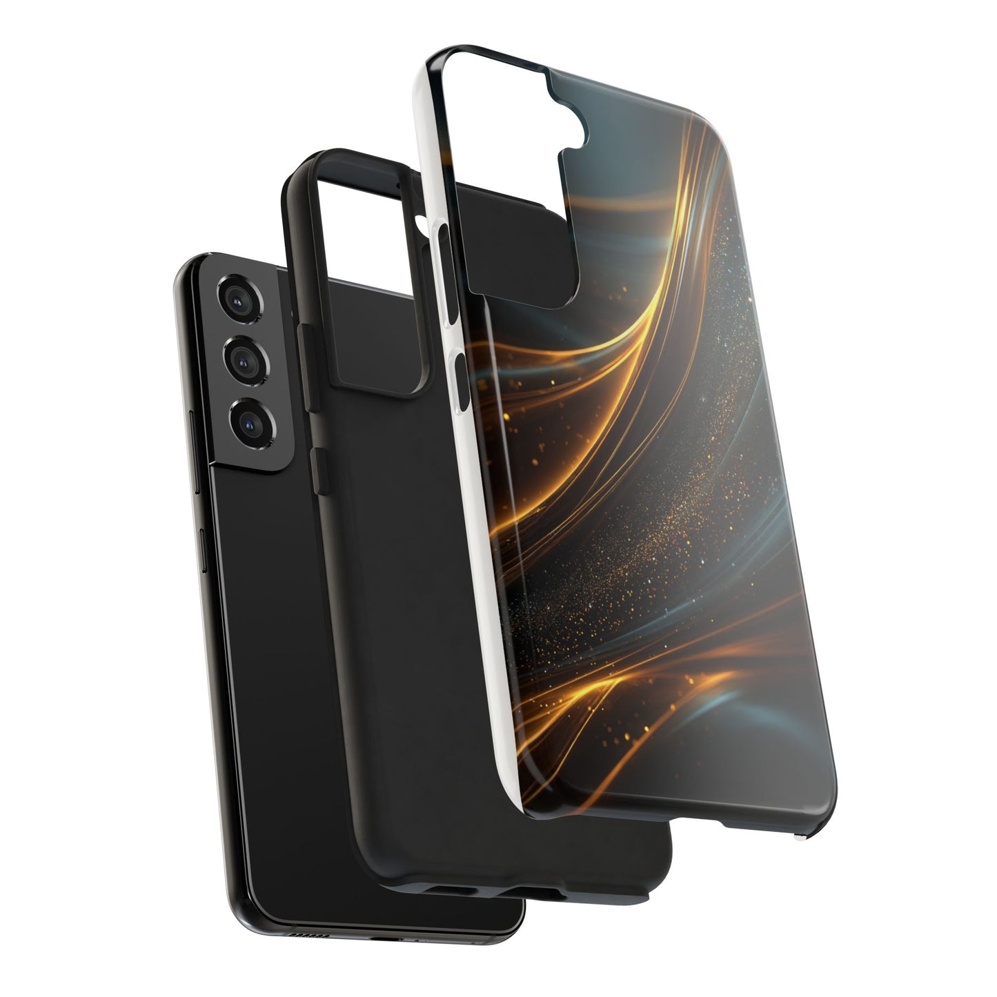 Elegant Tough Phone Case with Glittering Waves Design
