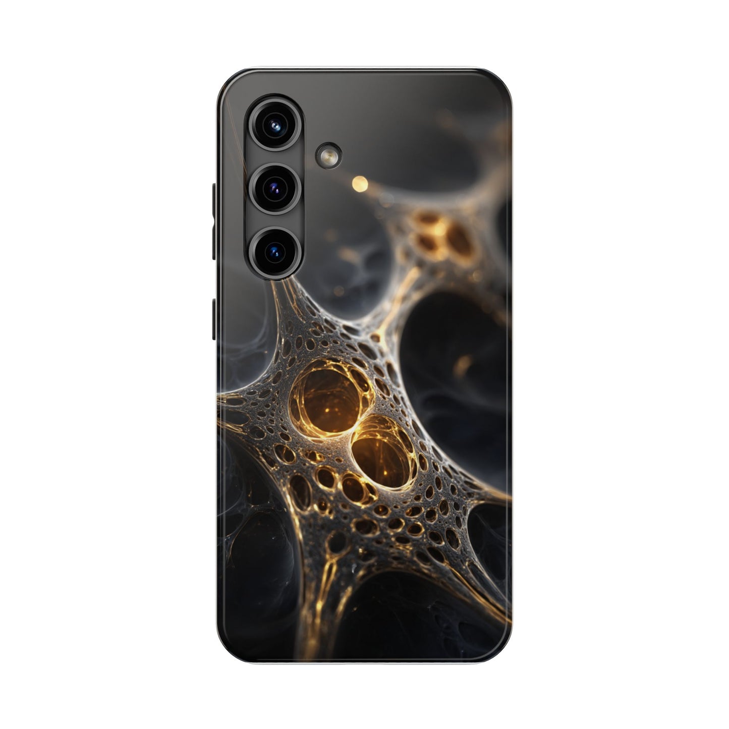 Luxurious Abstract Tough Phone Case - Gold and Black Design