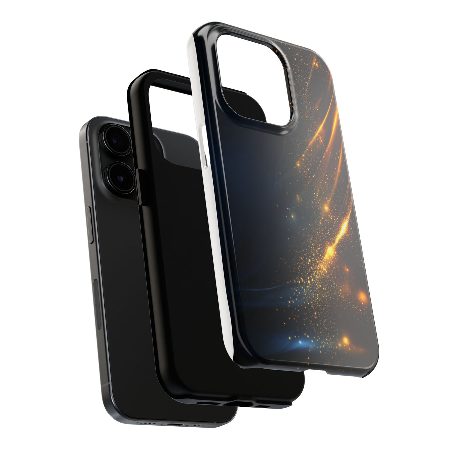 Galaxy Glitter Tough Phone Case - Shockproof Protection for iPhone