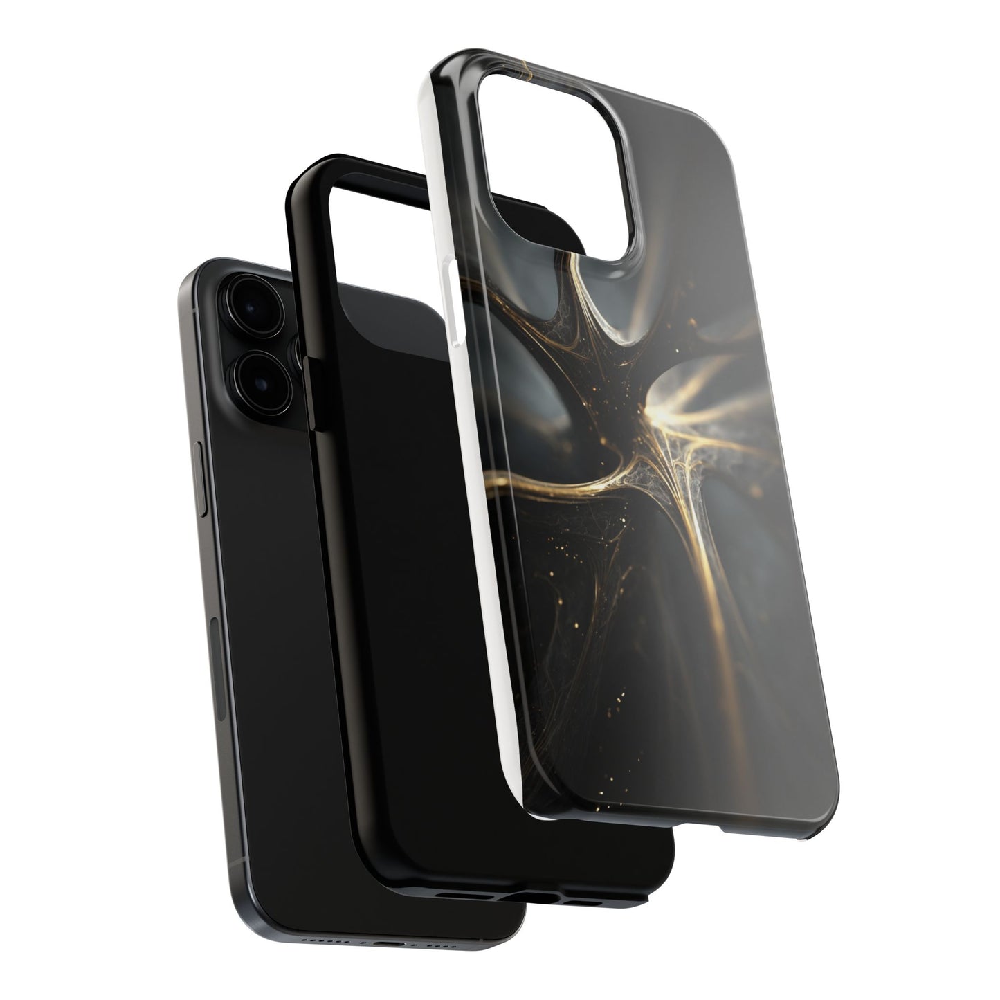 Elegant Tough Phone Case with Abstract Metallic Design