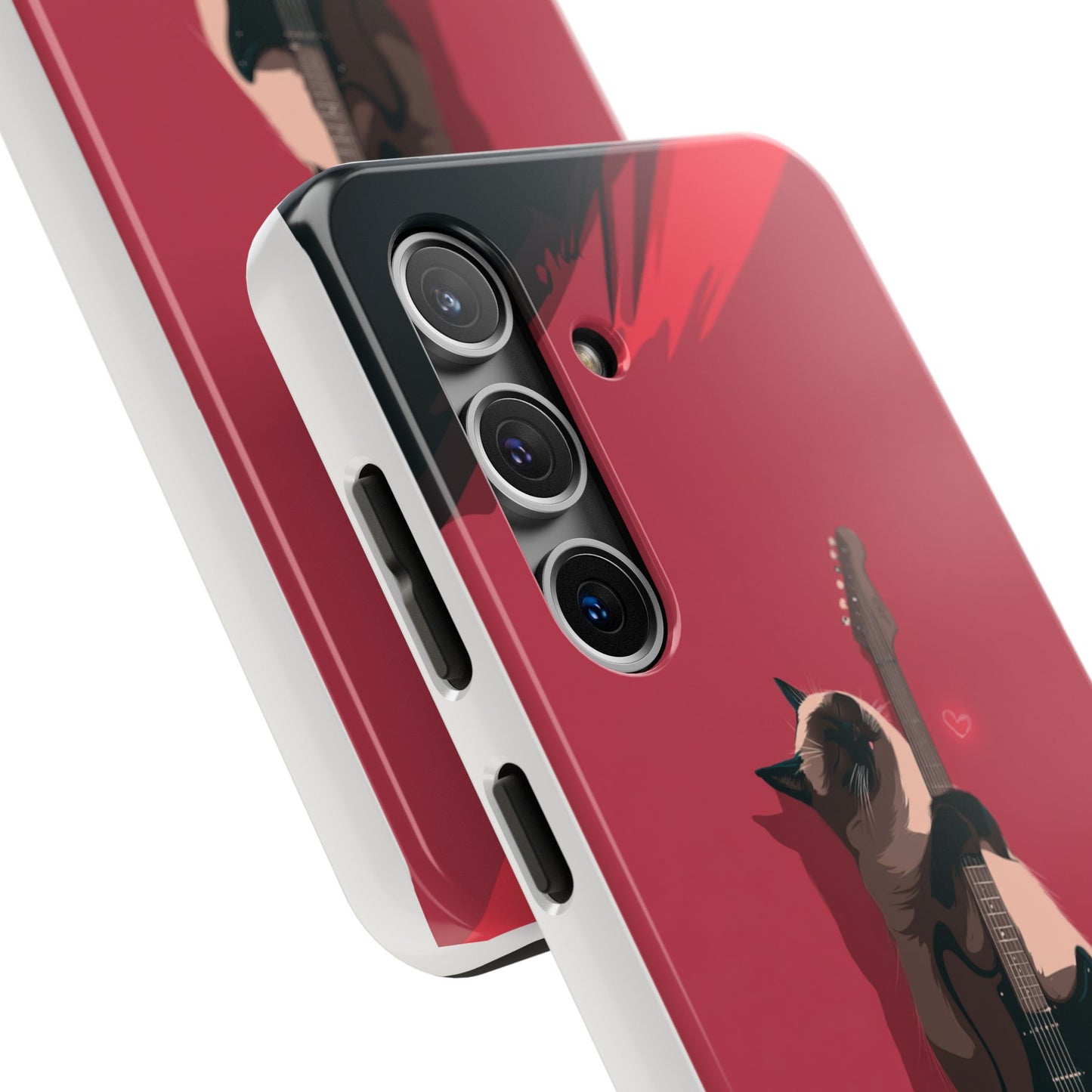Charming Cat with Guitar Tough Phone Case – Wearable Art for Cat & Music Lovers