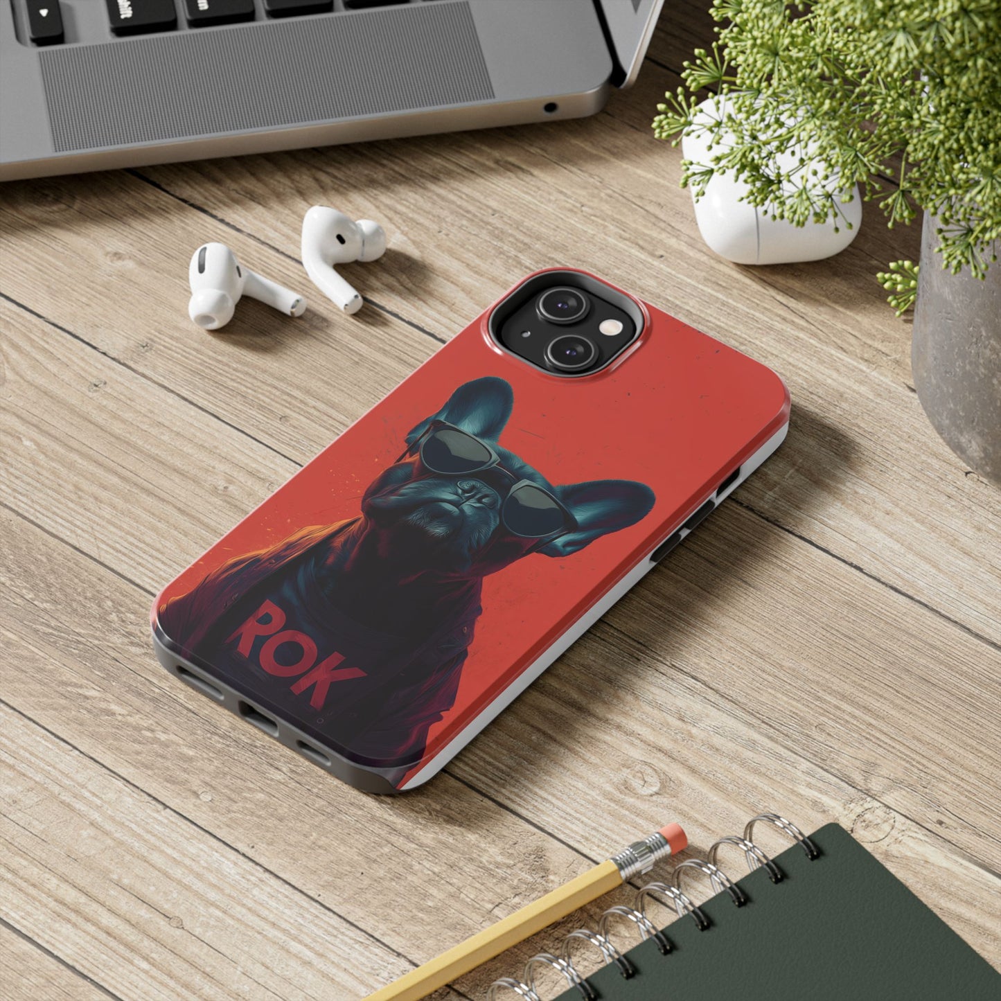 Rockin’ Dogs Tough Phone Case - Playful Guitarist & Cool Bulldog for Pet Lovers