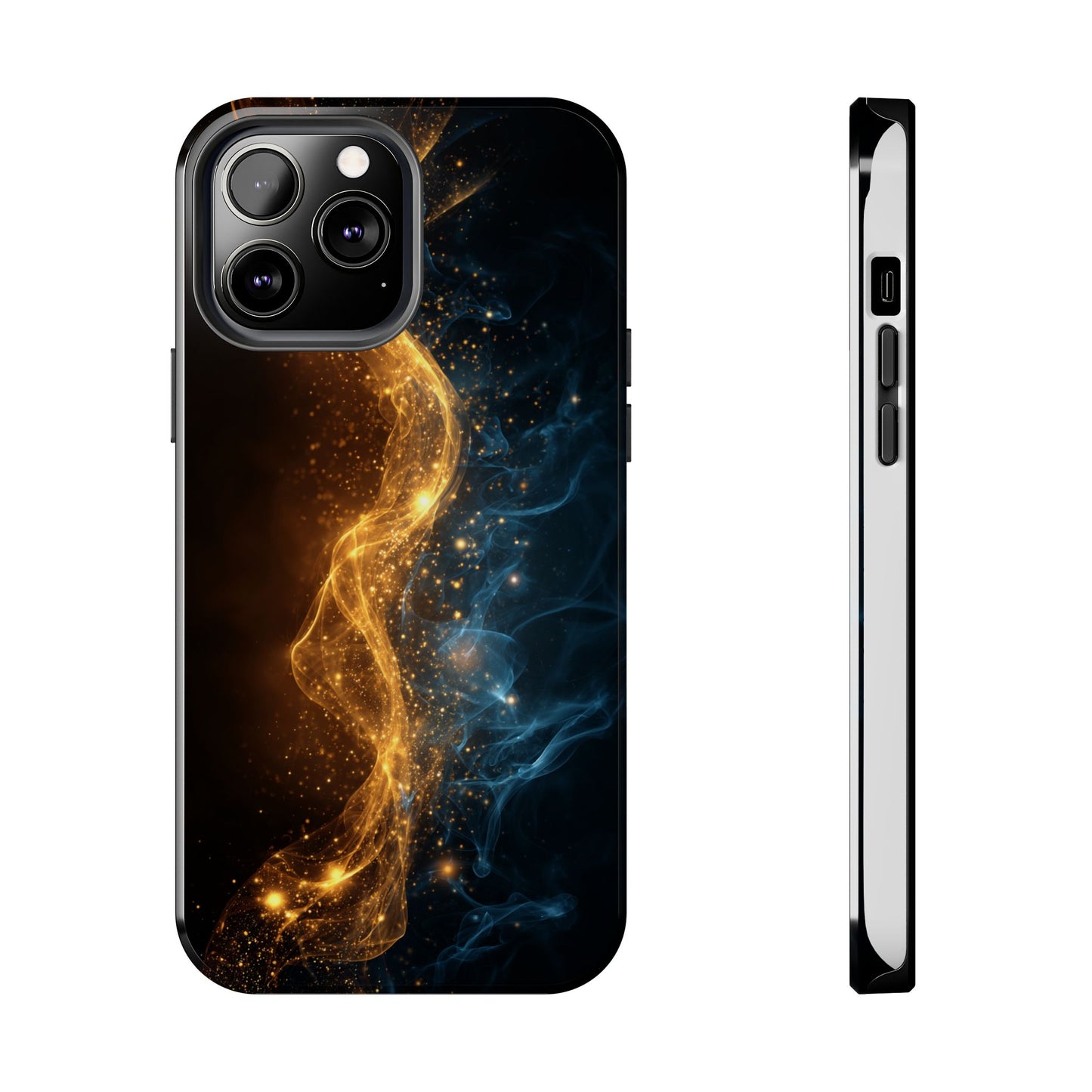 Dynamic Gold and Blue Tough Phone Case - Durable Protection with a Stunning Design
