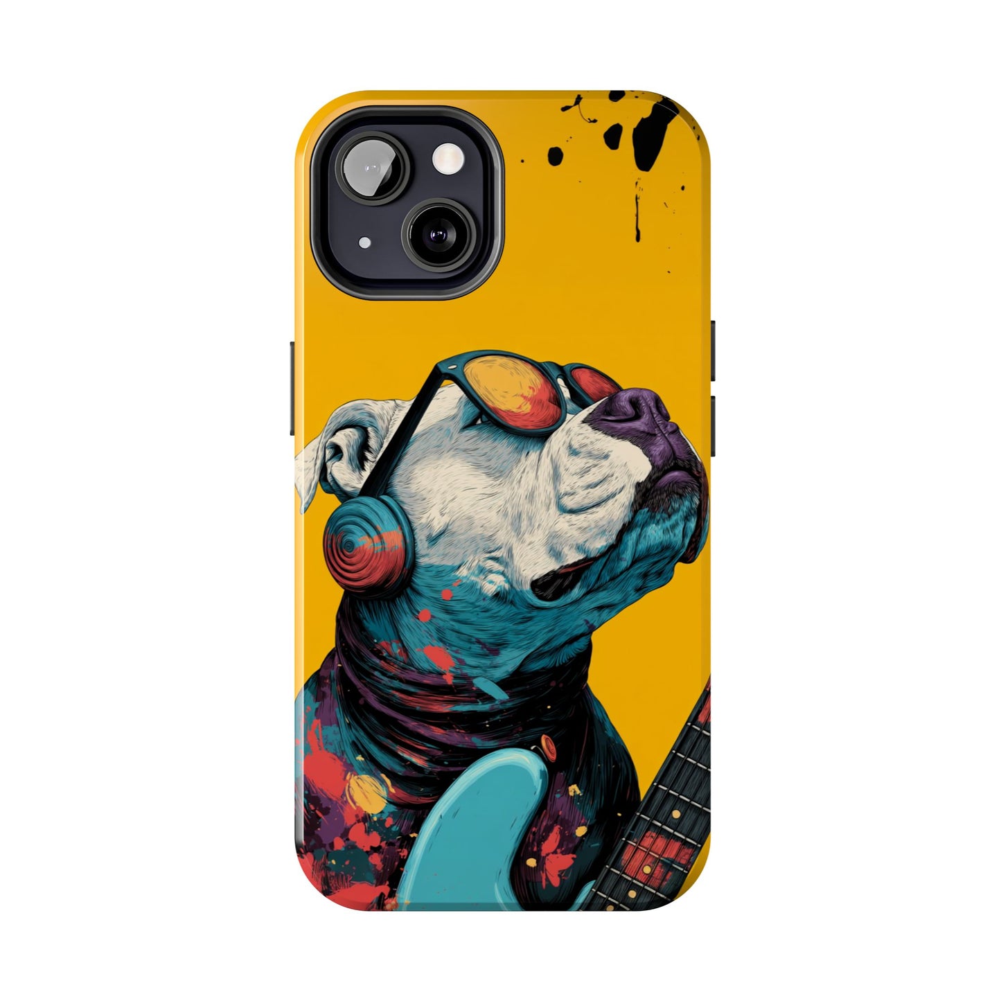 French Bulldog with Orange Sunglasses and Headphones Tough Phone Case