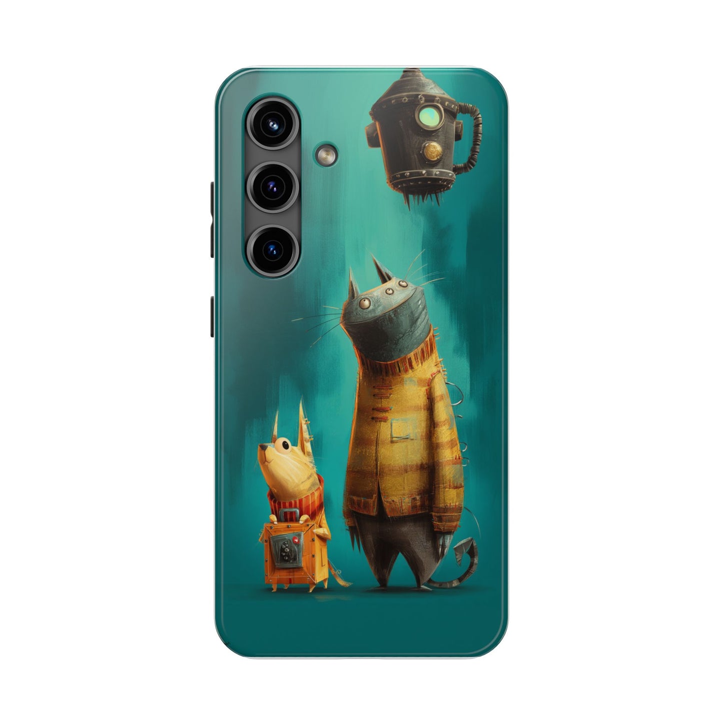 Whimsical Cat Adventure Tough Phone Case - Unique Design for Animal Lovers