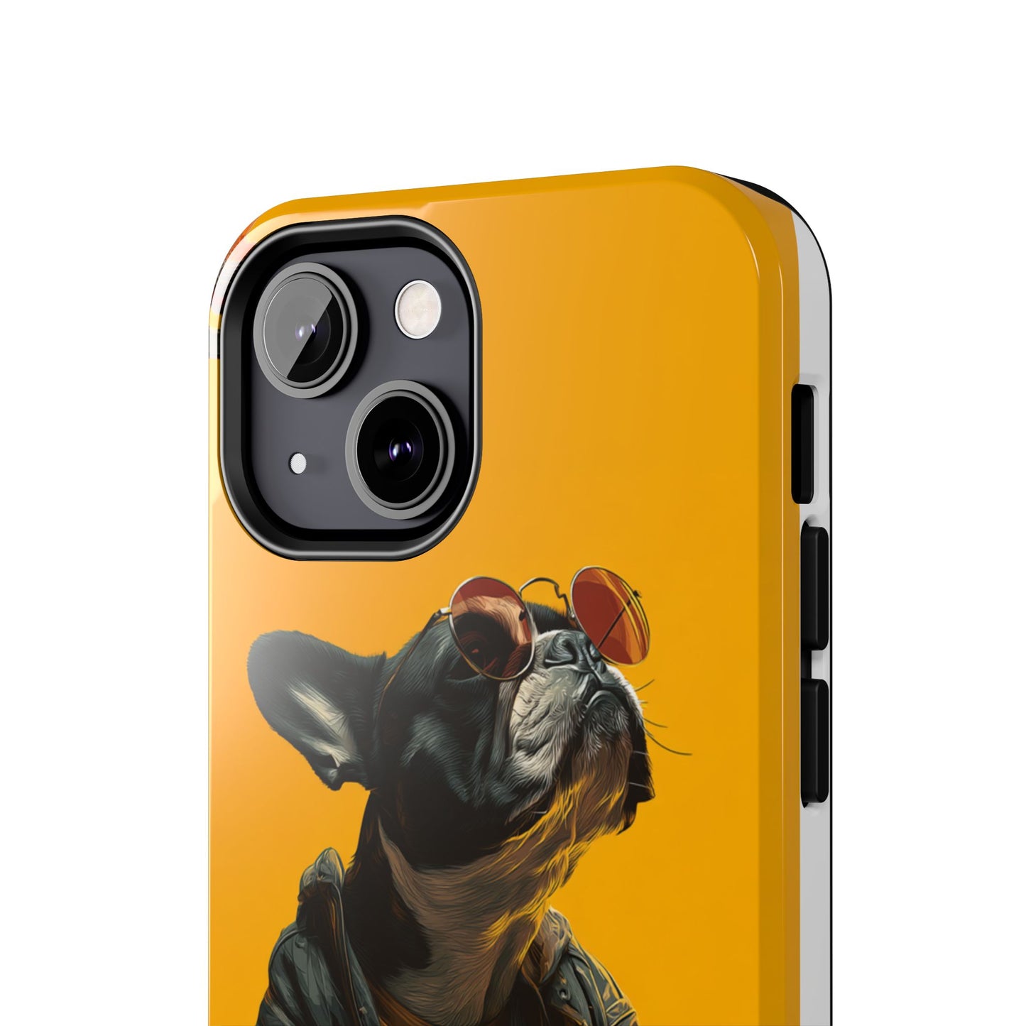 French Bulldog with Red Sunglasses Playing Red Guitar Tough Phone Case
