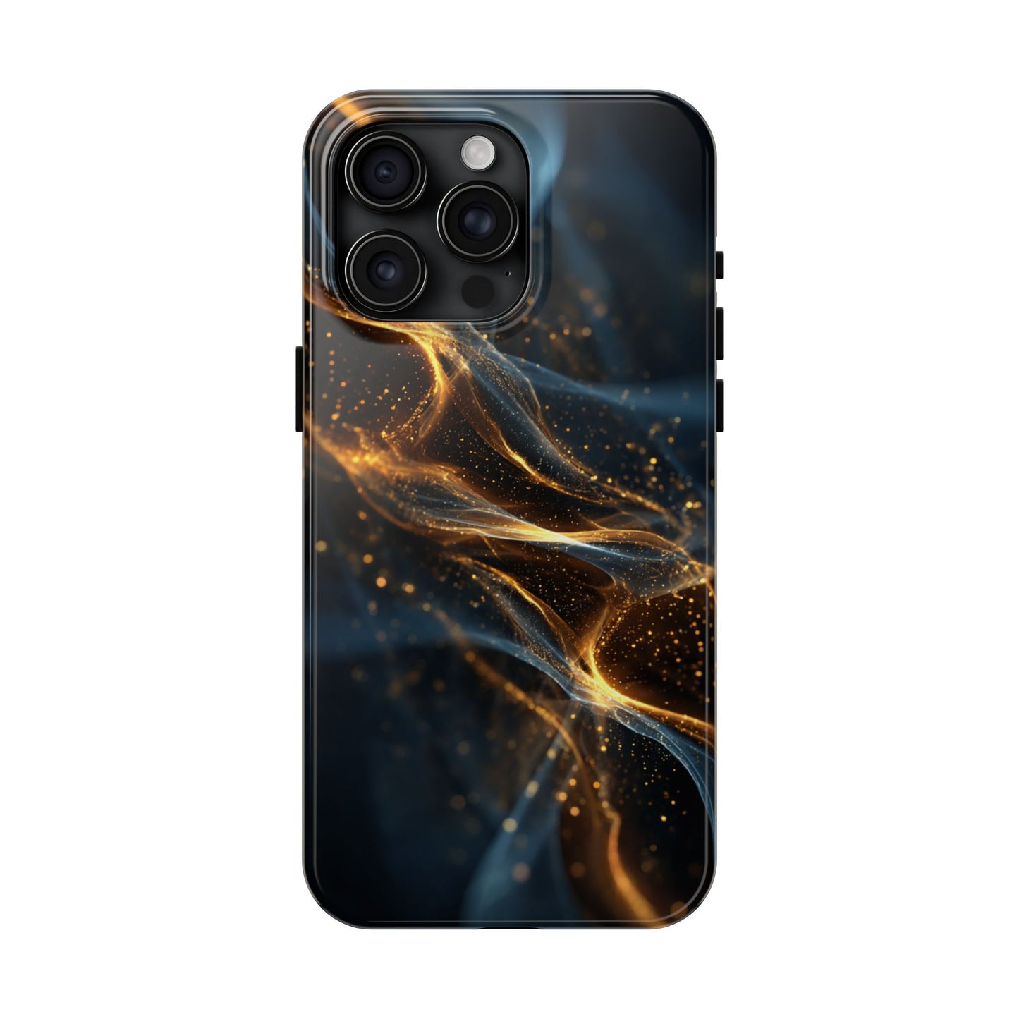 Stylish Tough Phone Case with Golden Swirl Design