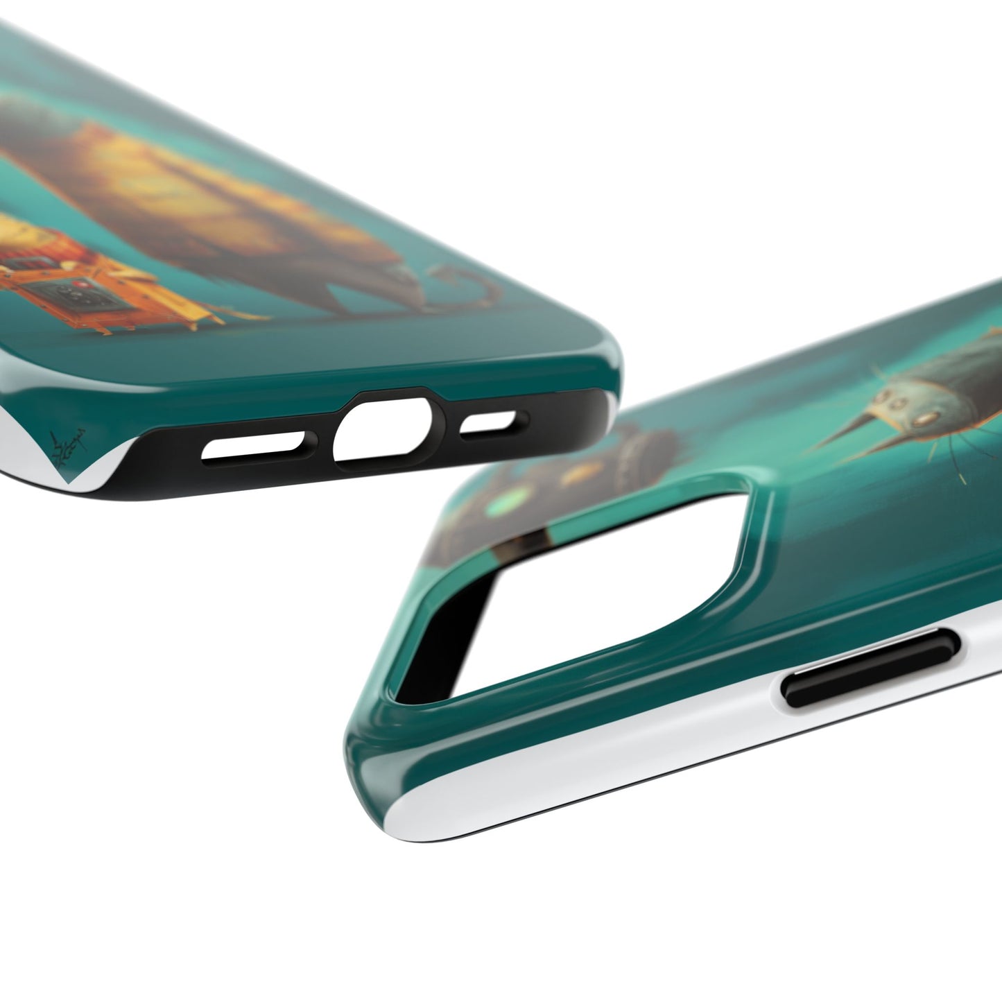 Whimsical Cat Adventure Tough Phone Case - Unique Design for Animal Lovers