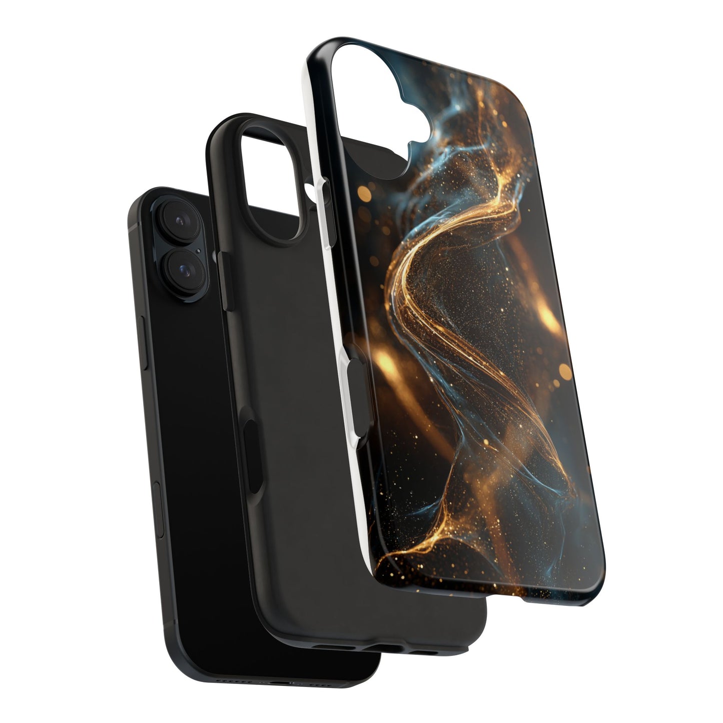 Stylish Tough Phone Case with Elegant Gold Swirl Design