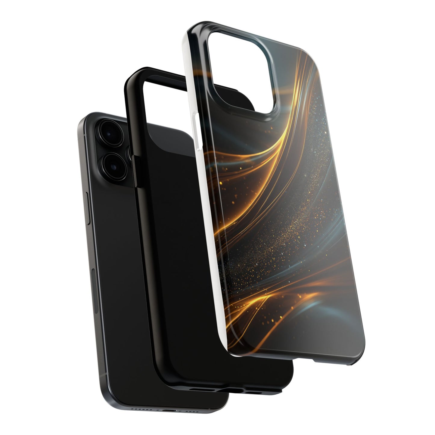 Elegant Tough Phone Case with Glittering Waves Design