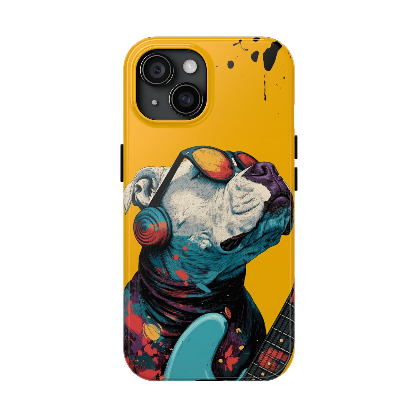 French Bulldog with Orange Sunglasses and Headphones Tough Phone Case
