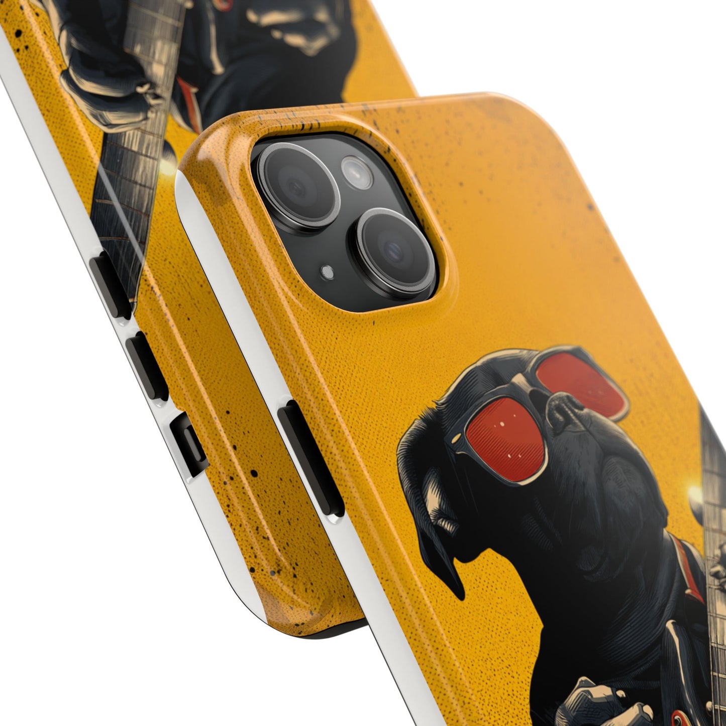 French Bulldog with Red Sunglasses Playing Red Guitar Tough Phone Case