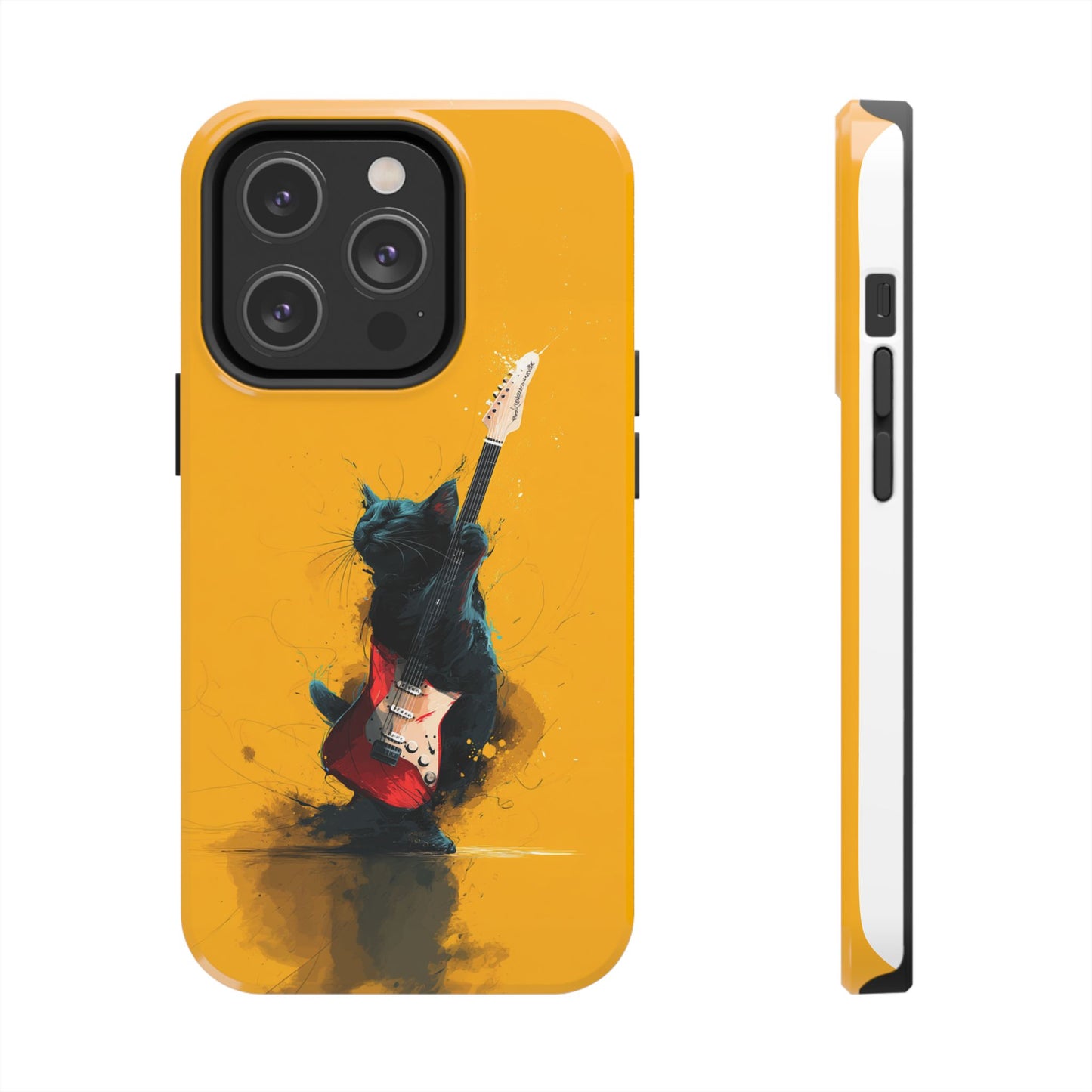 Black Cat Playing Red Guitar Tough Phone Case