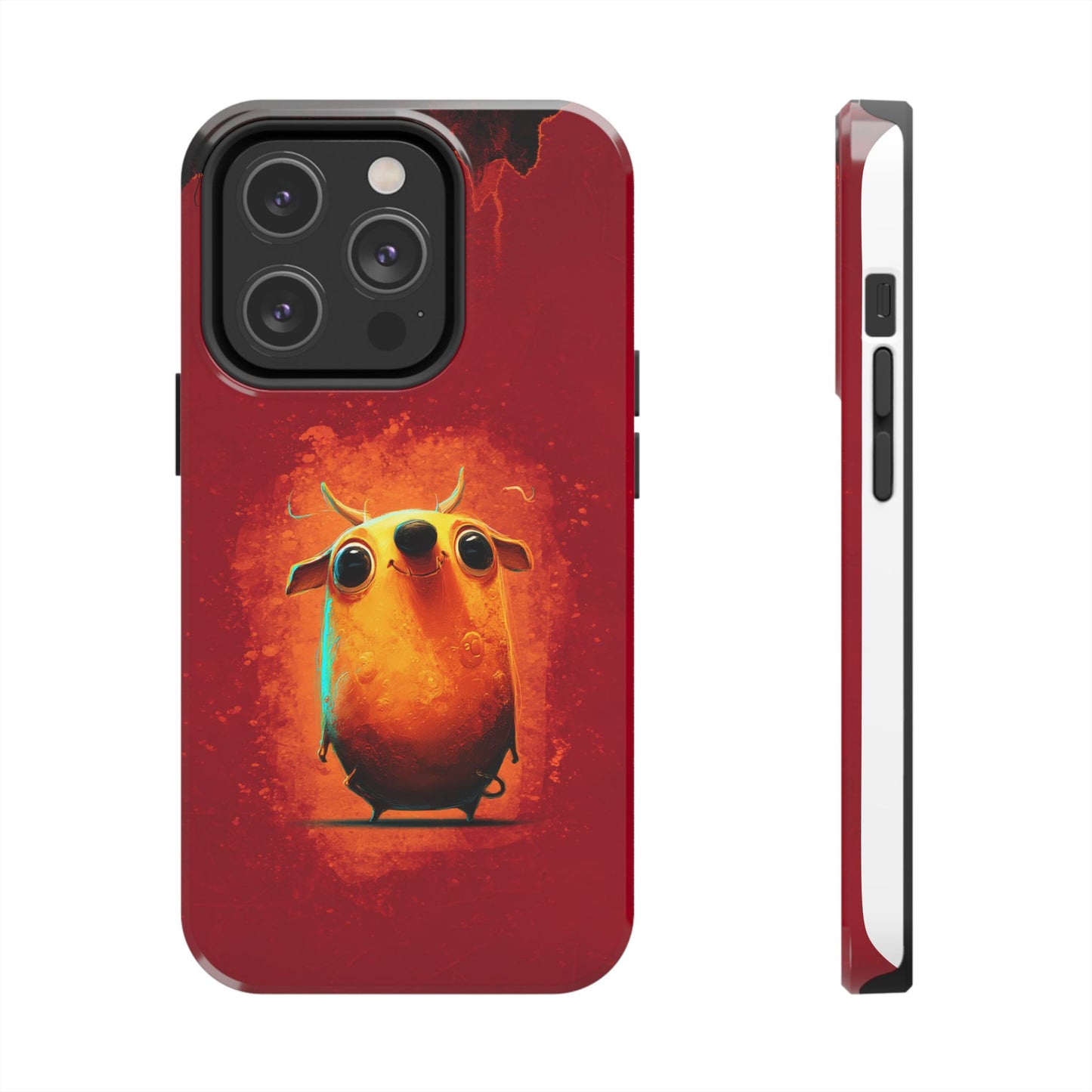 Whimsical Tough Phone Case - Cute Orange Monster Design