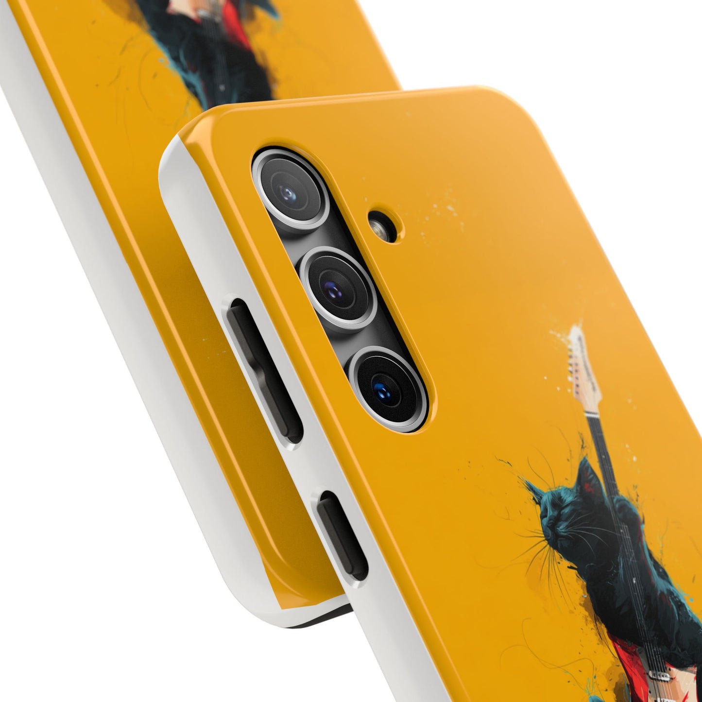 Black Cat Playing Red Guitar Tough Phone Case