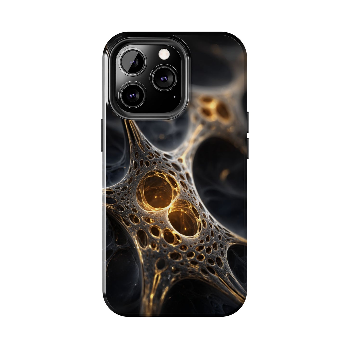Luxurious Abstract Tough Phone Case - Gold and Black Design