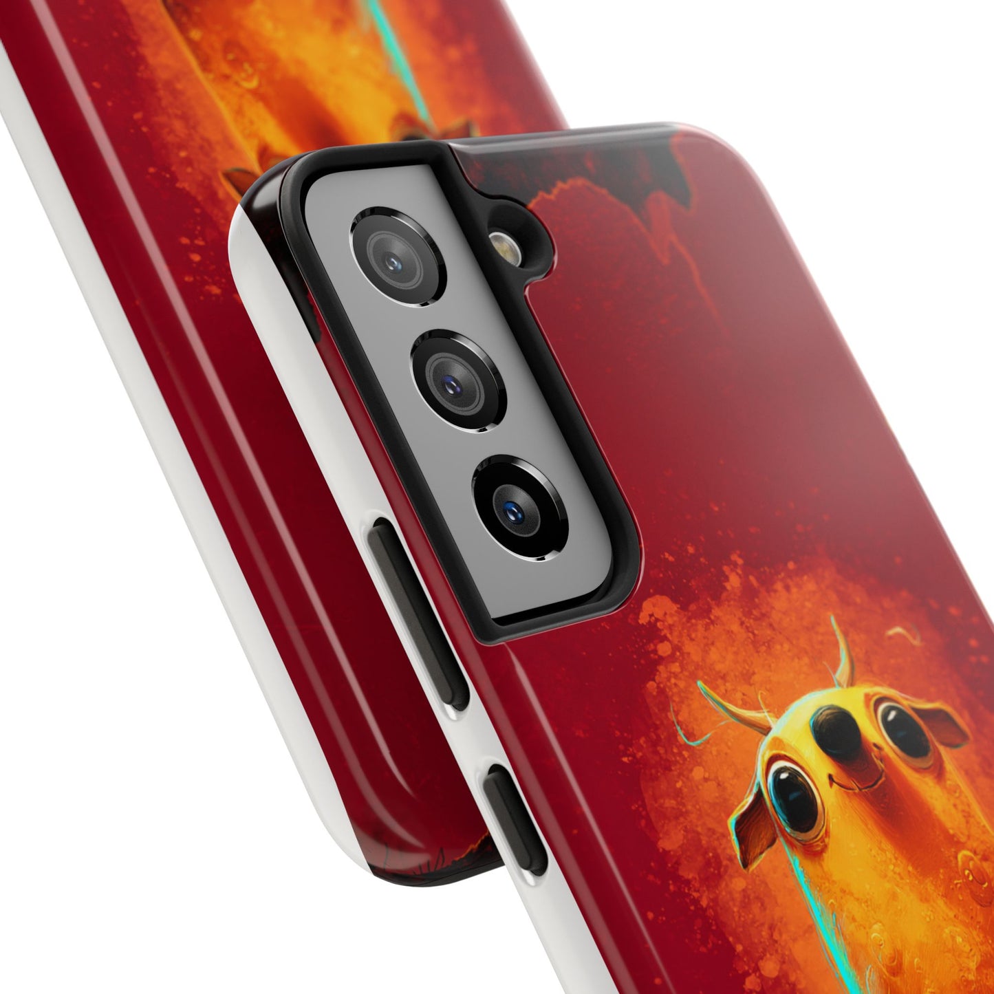Whimsical Tough Phone Case - Cute Orange Monster Design