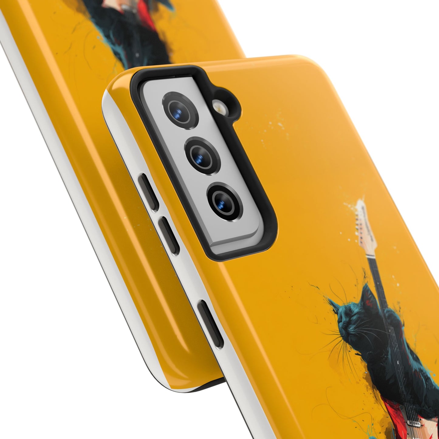 Black Cat Playing Red Guitar Tough Phone Case
