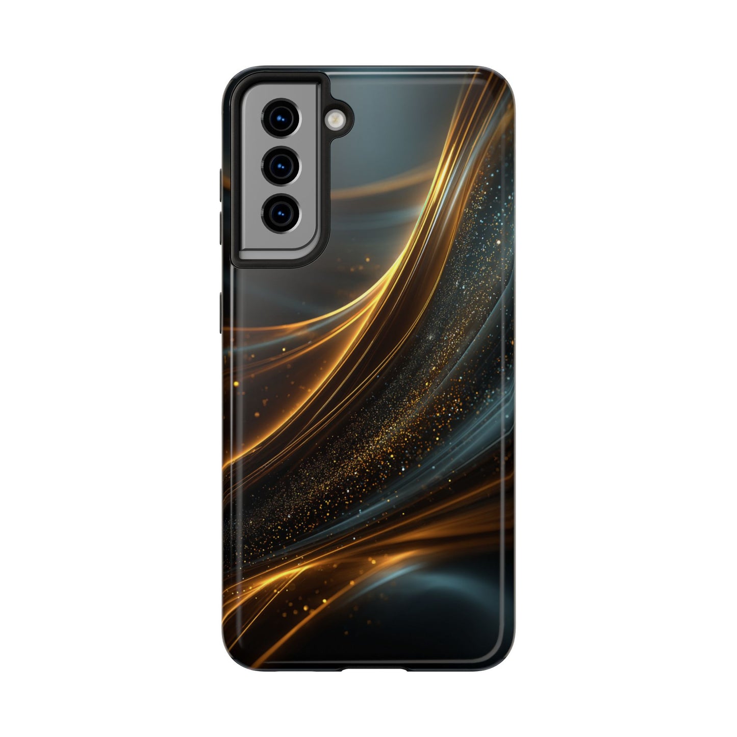Elegant Tough Phone Case with Glittering Waves Design