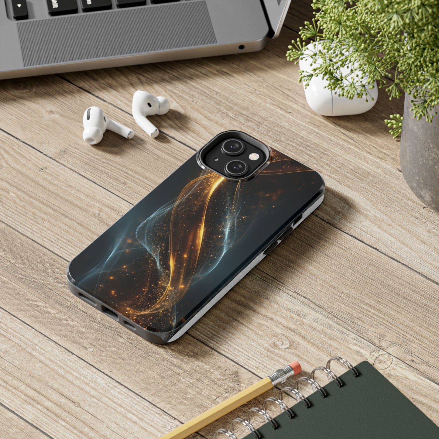 Stylish Tough Phone Case with Elegant Swirl Design