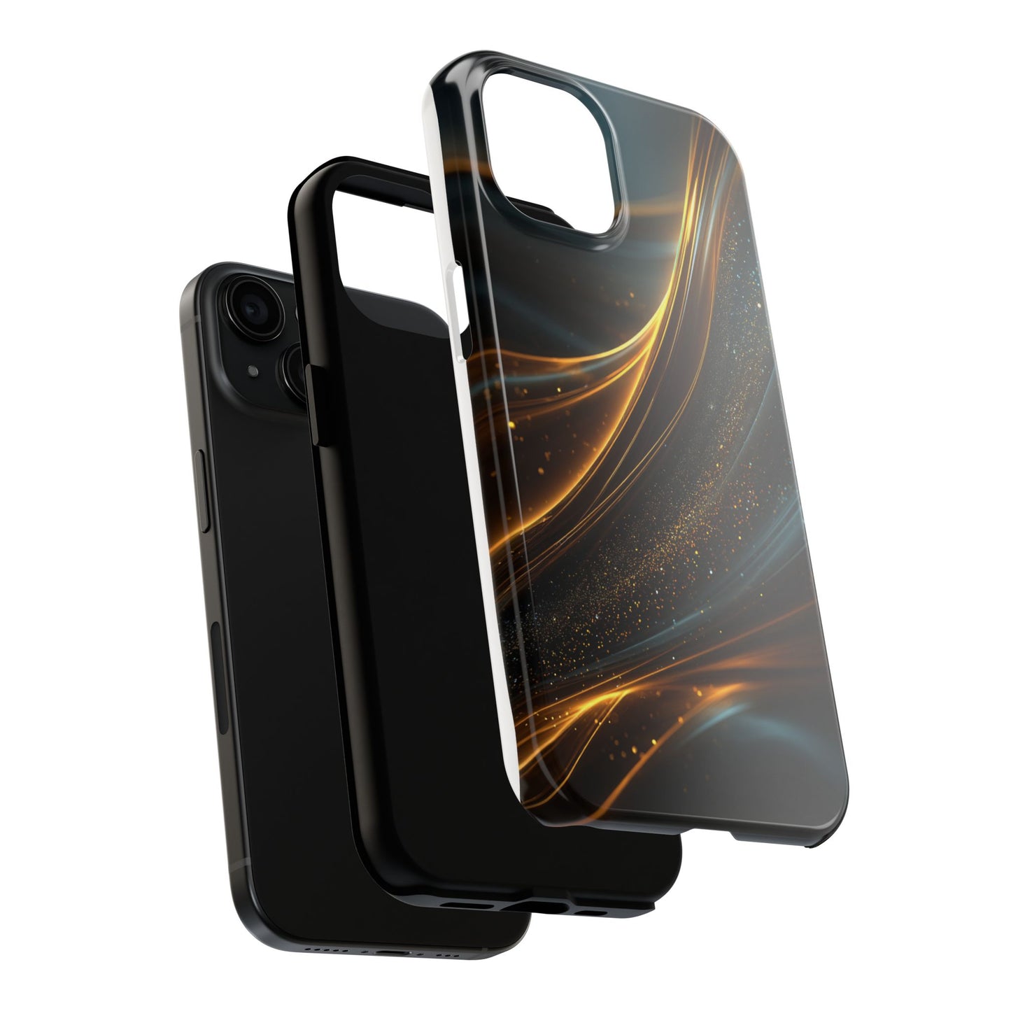 Elegant Tough Phone Case with Glittering Waves Design