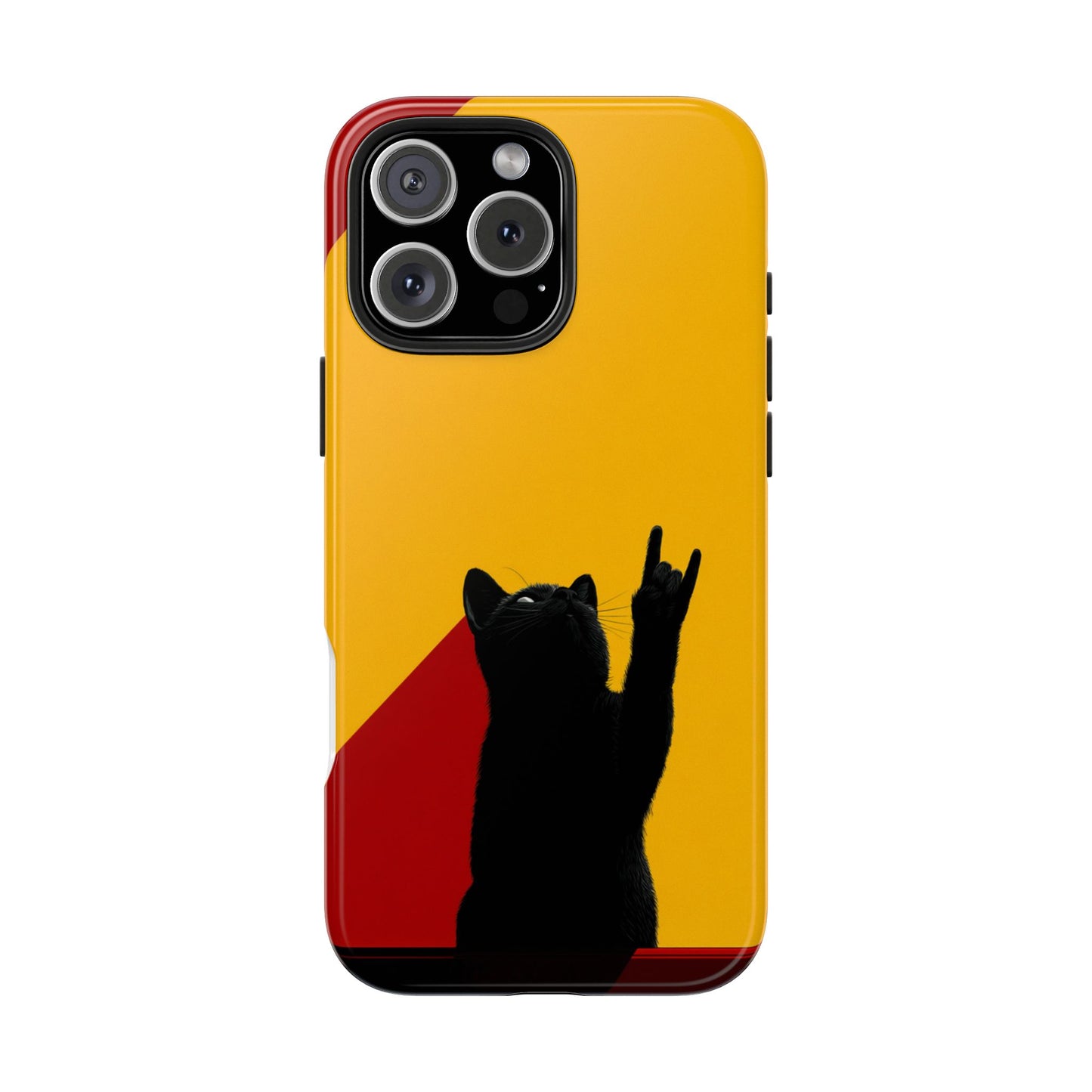Black Cat Rock Gesture Tough Phone Case
