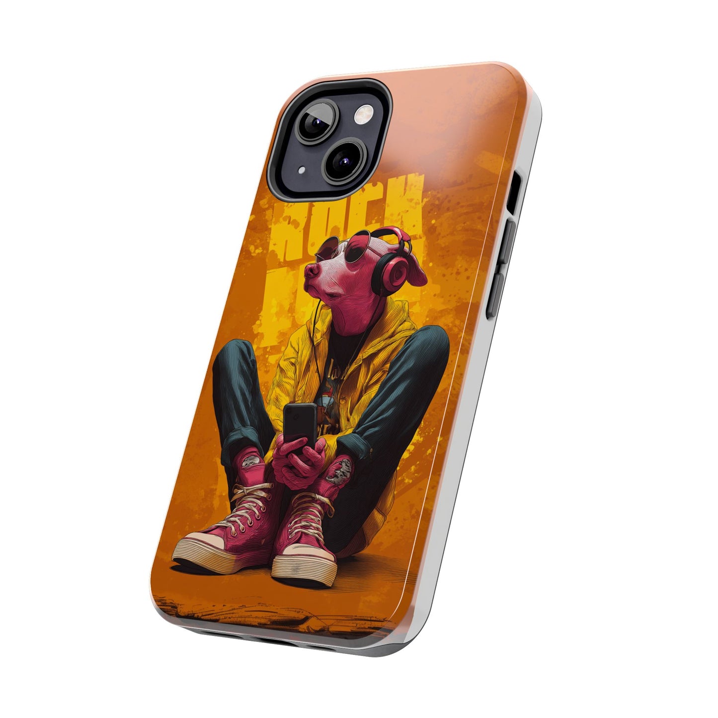 Dog with Pink Sunglasses and Headphones Tough Phone Case