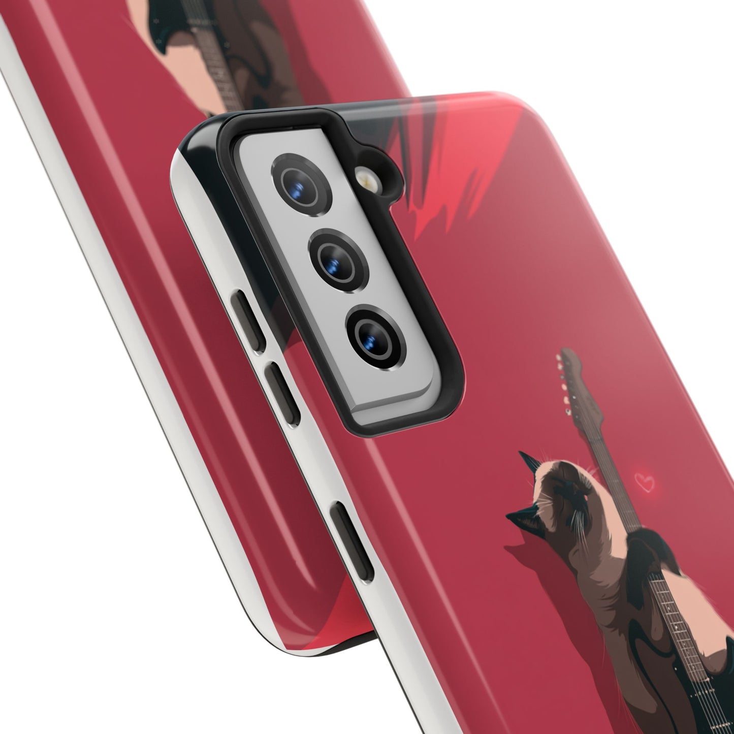 Charming Cat with Guitar Tough Phone Case – Wearable Art for Cat & Music Lovers
