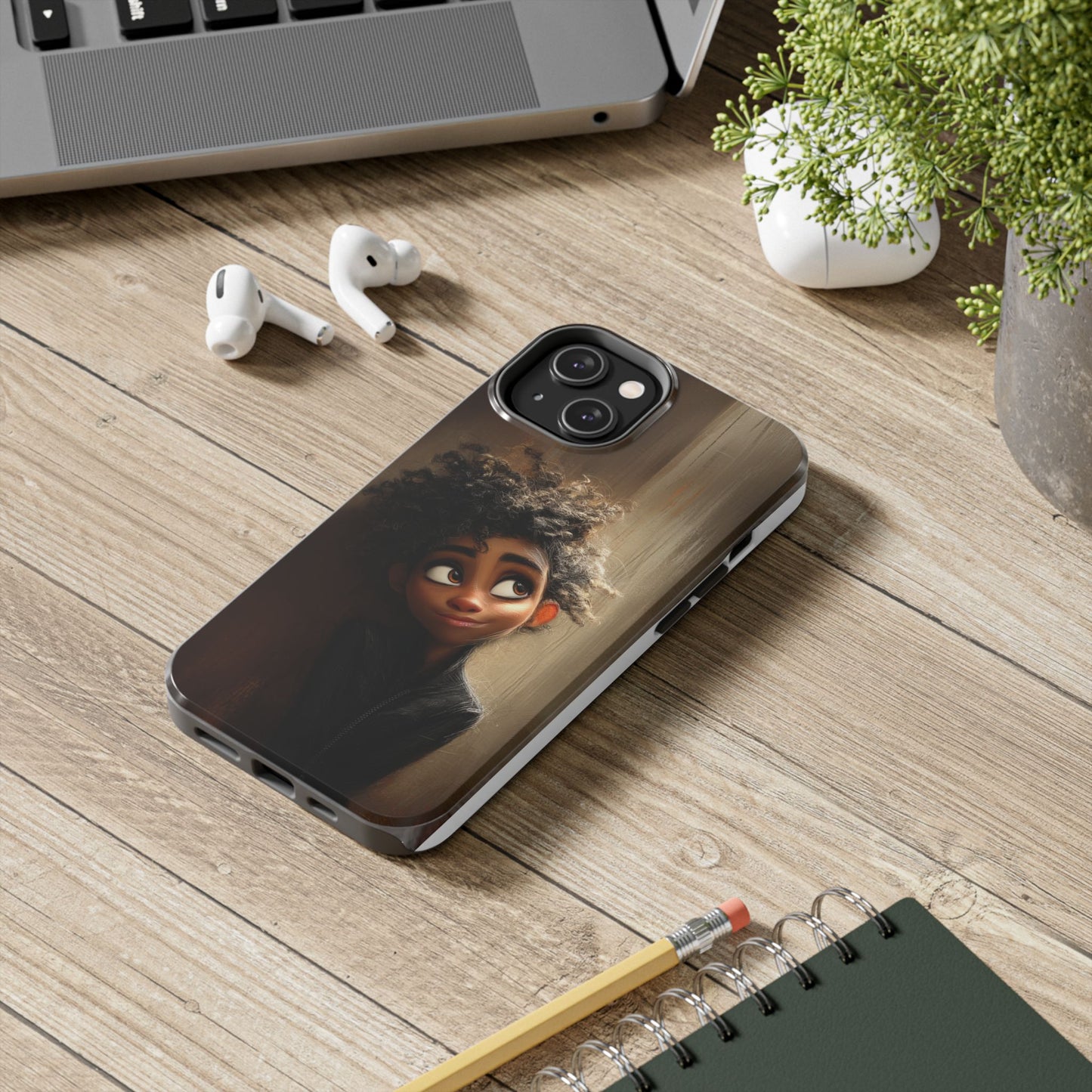 Stylish Tough Phone Case - Artistic Character Design for Teens