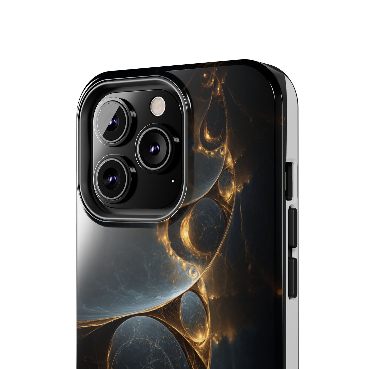Stylish Tough Phone Case with Elegant Golden Swirls