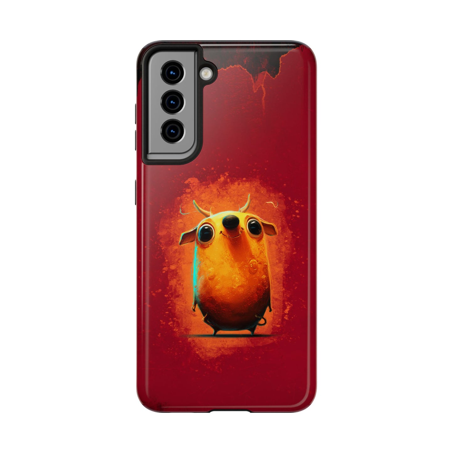 Whimsical Tough Phone Case - Cute Orange Monster Design