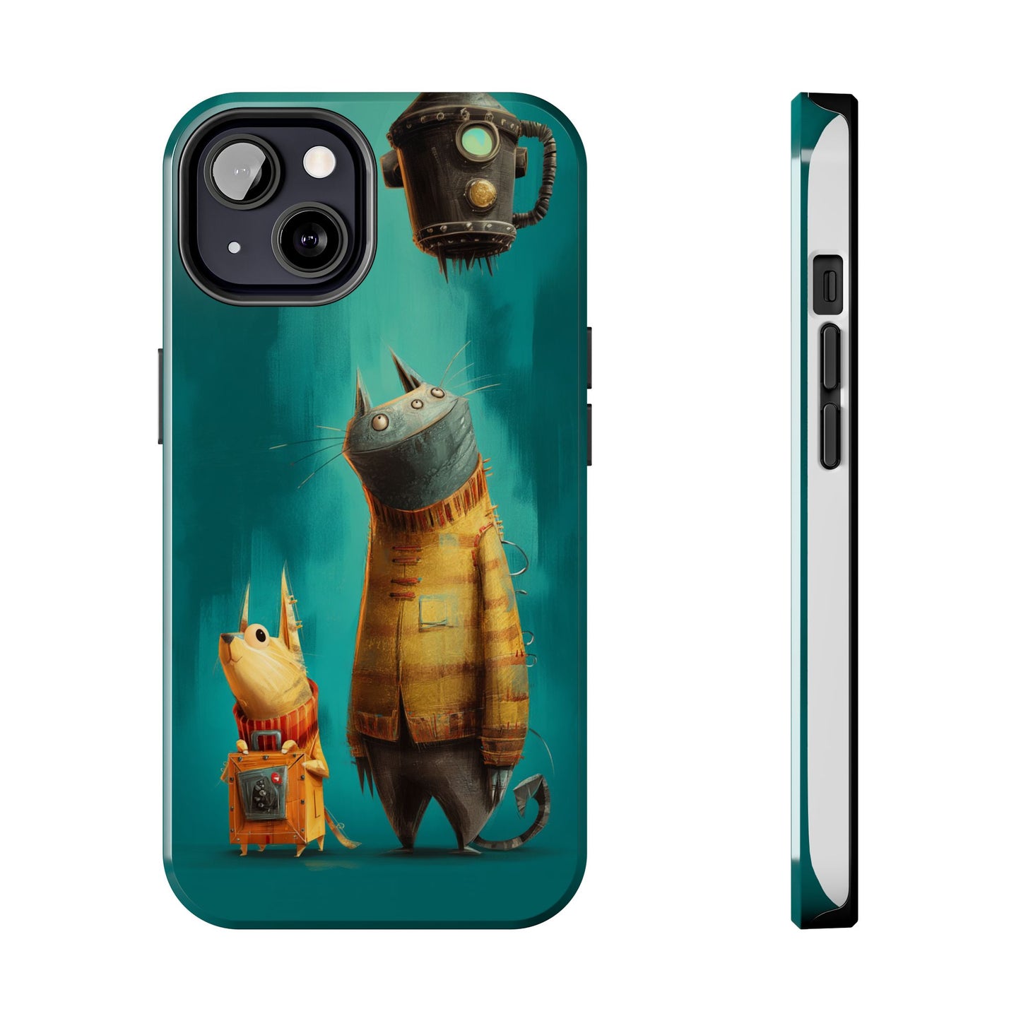 Whimsical Cat Adventure Tough Phone Case - Unique Design for Animal Lovers