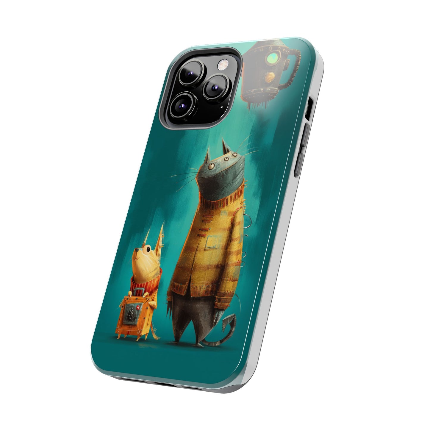 Whimsical Cat Adventure Tough Phone Case - Unique Design for Animal Lovers