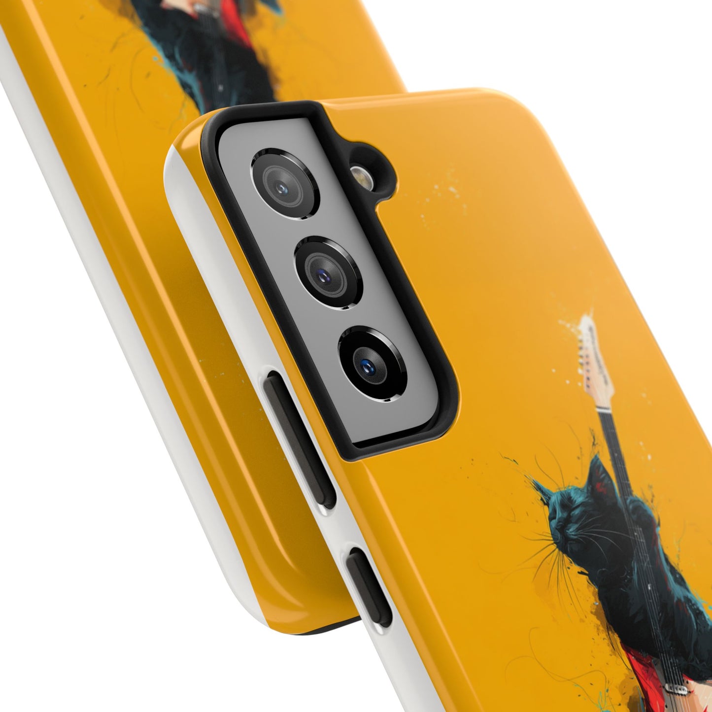 Black Cat Playing Red Guitar Tough Phone Case