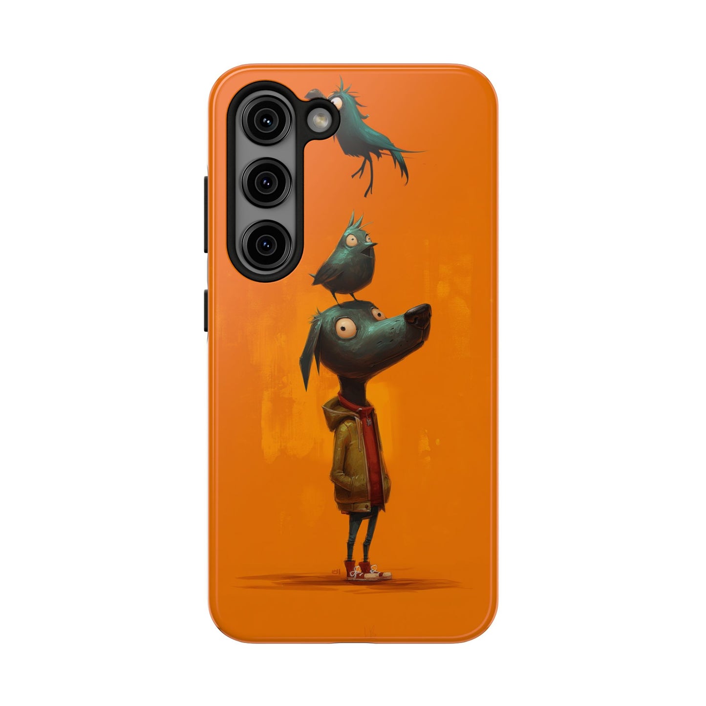 Fun Dog & Bird Tough Phone Cases - Quirky Animal Art for Pet Lovers