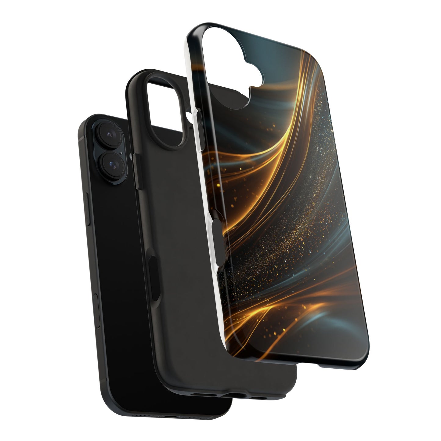 Elegant Tough Phone Case with Glittering Waves Design