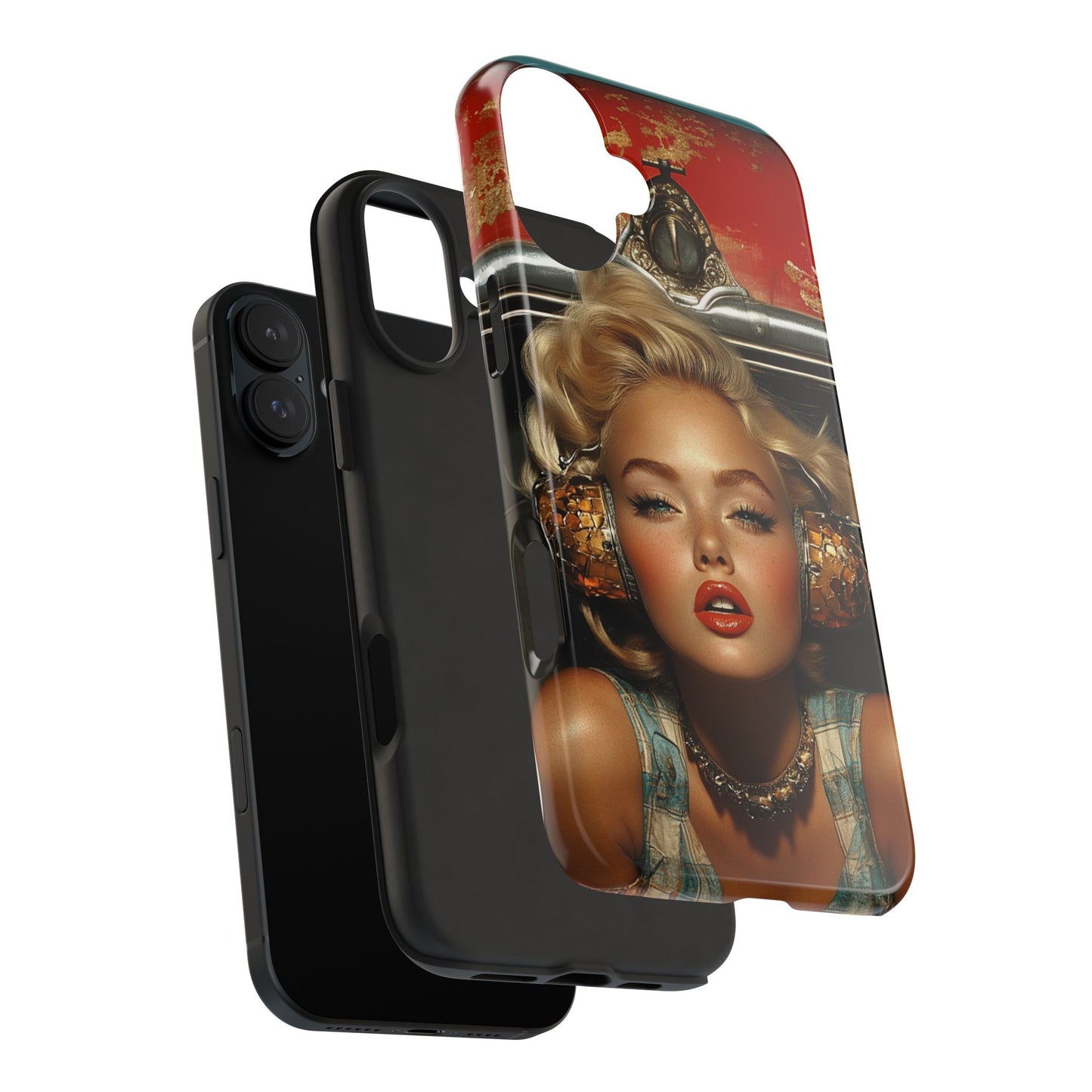 Retro Glam Tough Phone Case - Stylish Protection for Music Lovers