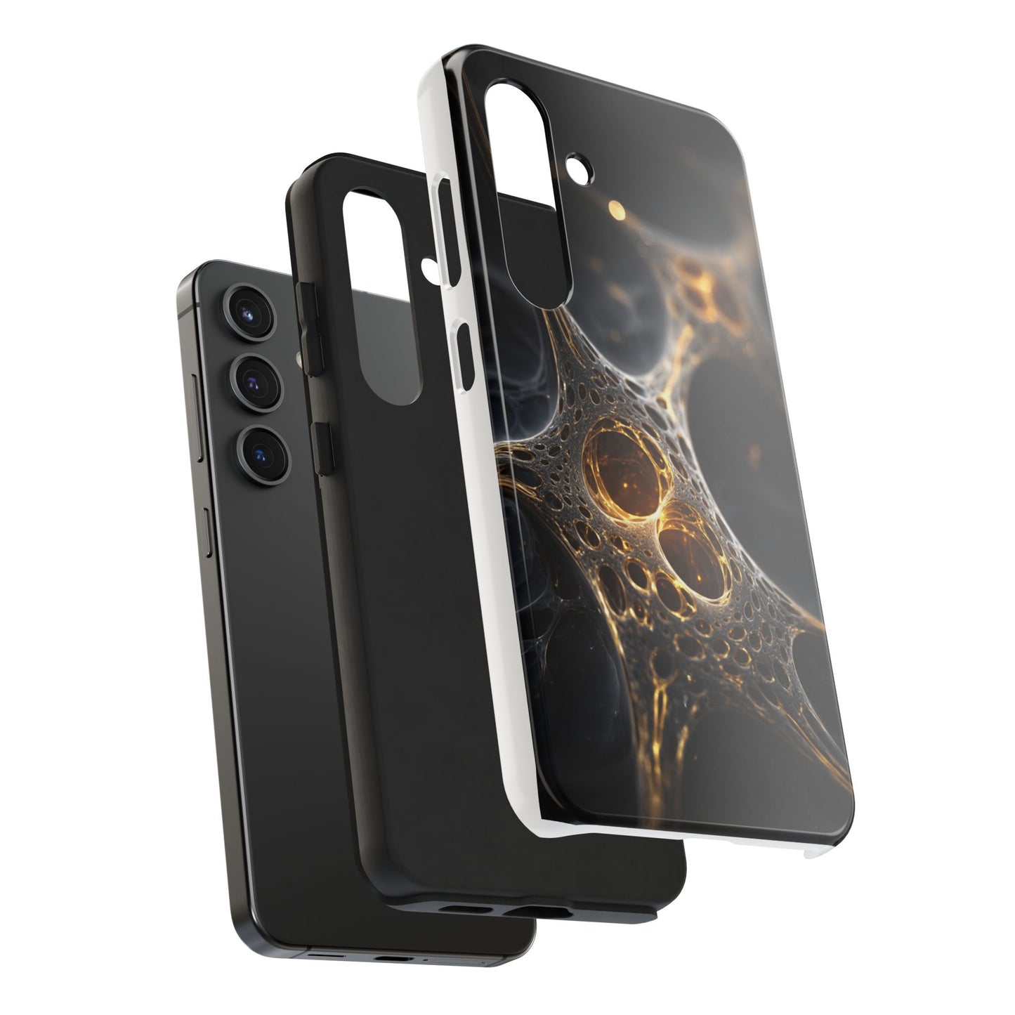 Luxurious Abstract Tough Phone Case - Gold and Black Design