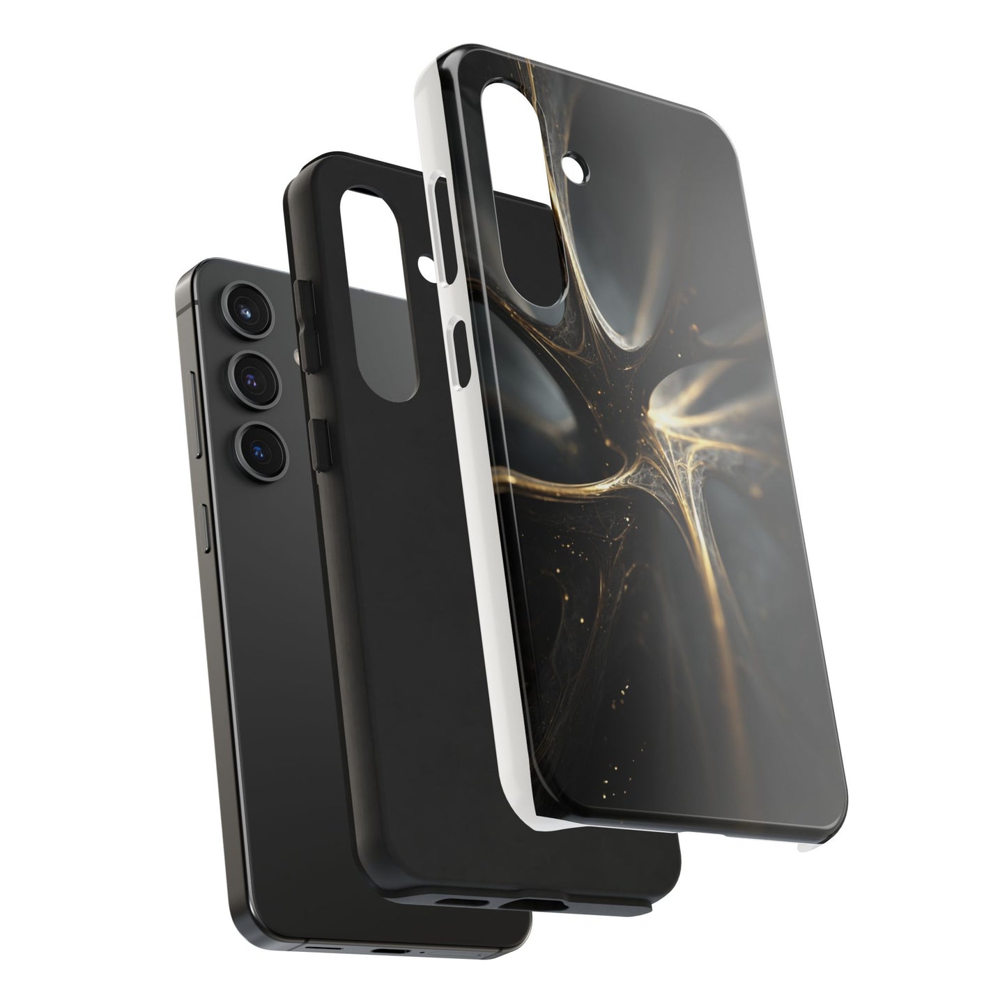 Elegant Tough Phone Case with Abstract Metallic Design