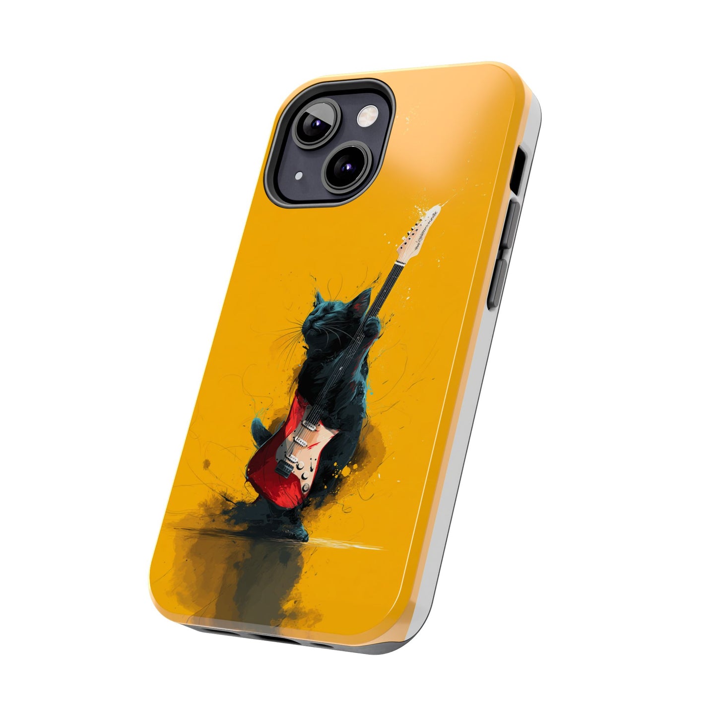 Black Cat Playing Red Guitar Tough Phone Case