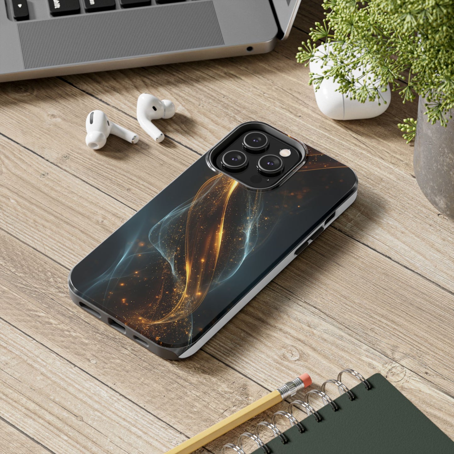 Stylish Tough Phone Case with Elegant Swirl Design