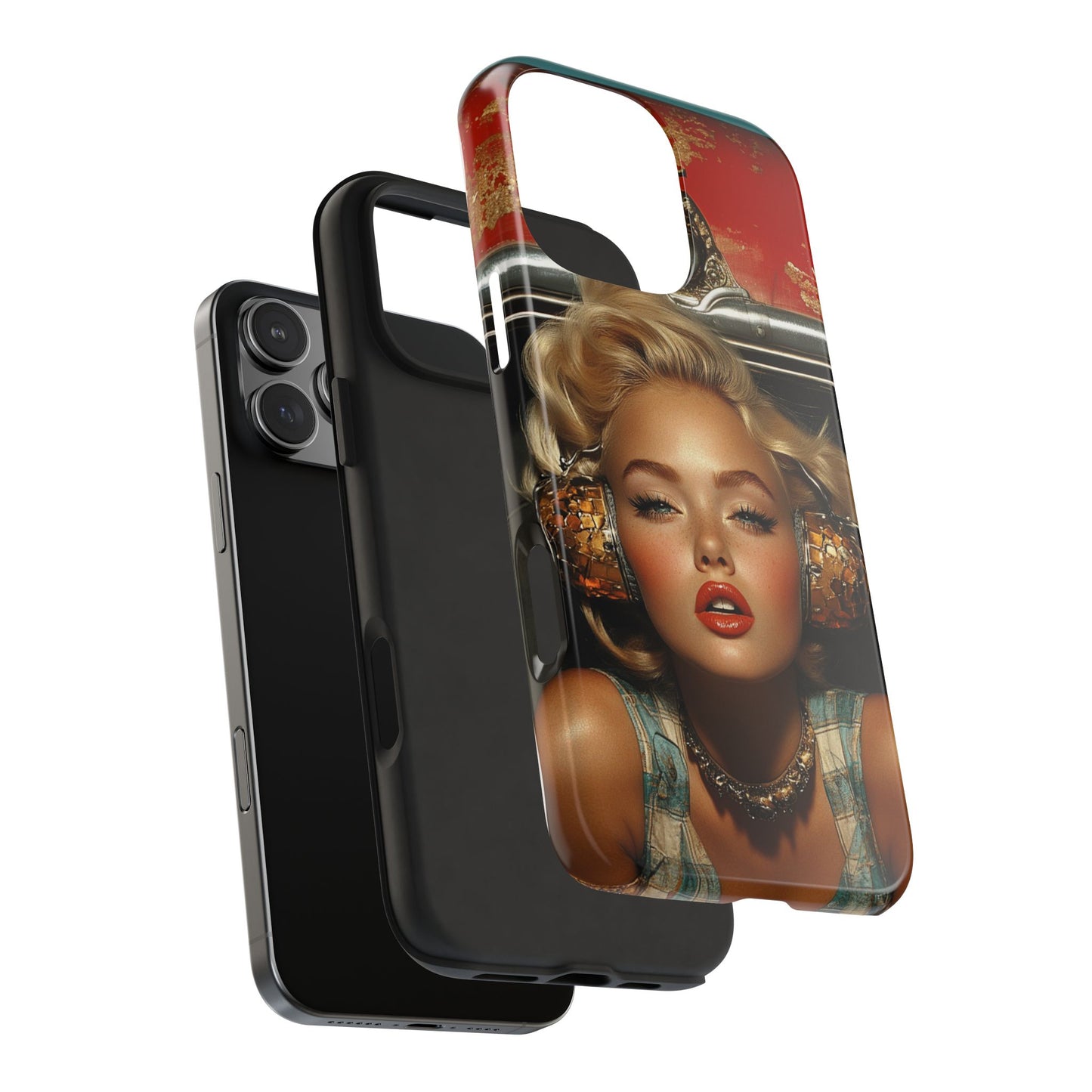 Retro Glam Tough Phone Case - Stylish Protection for Music Lovers