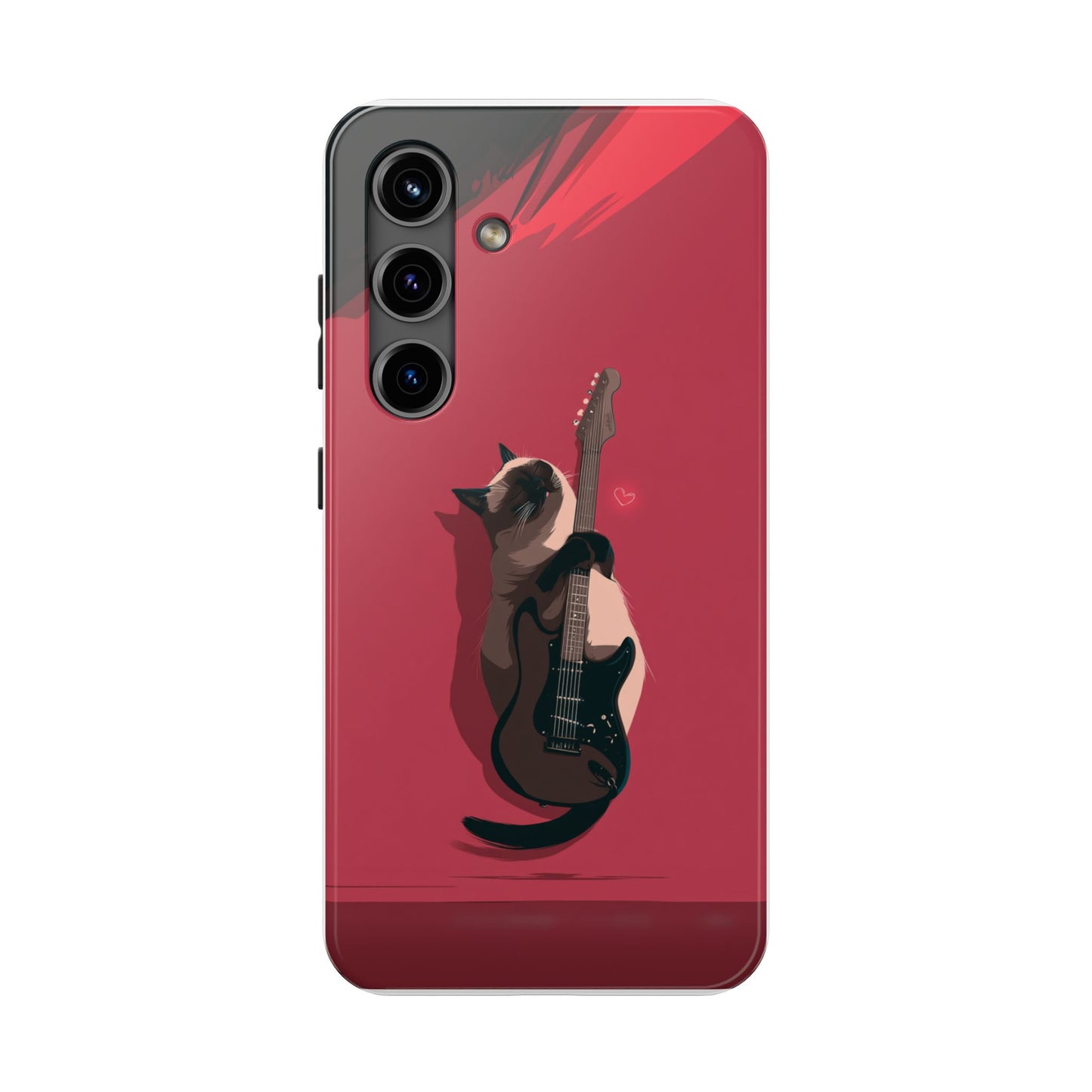 Charming Cat with Guitar Tough Phone Case – Wearable Art for Cat & Music Lovers