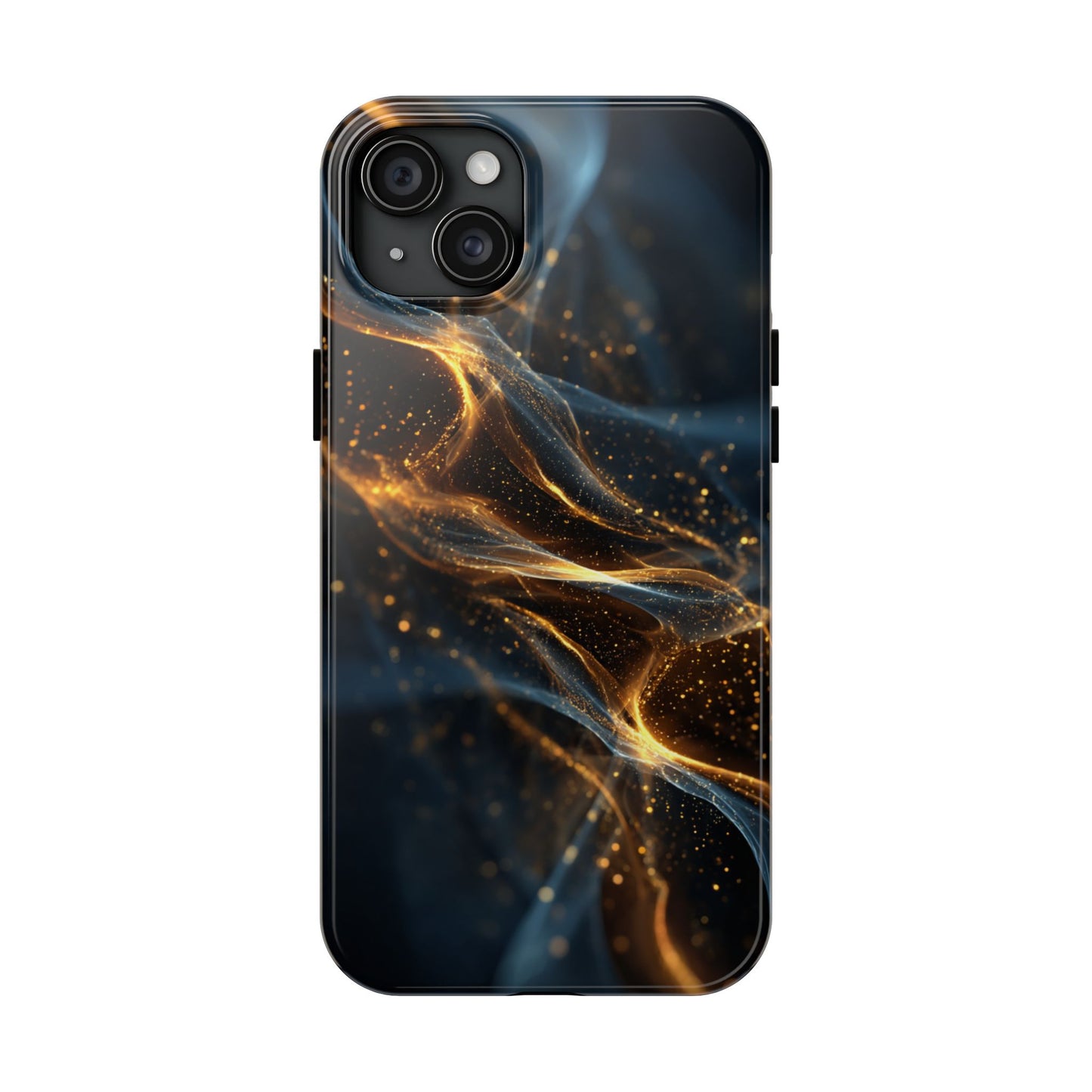 Stylish Tough Phone Case with Golden Swirl Design