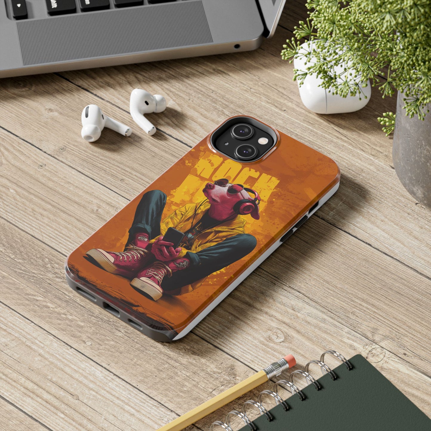 Dog with Pink Sunglasses and Headphones Tough Phone Case