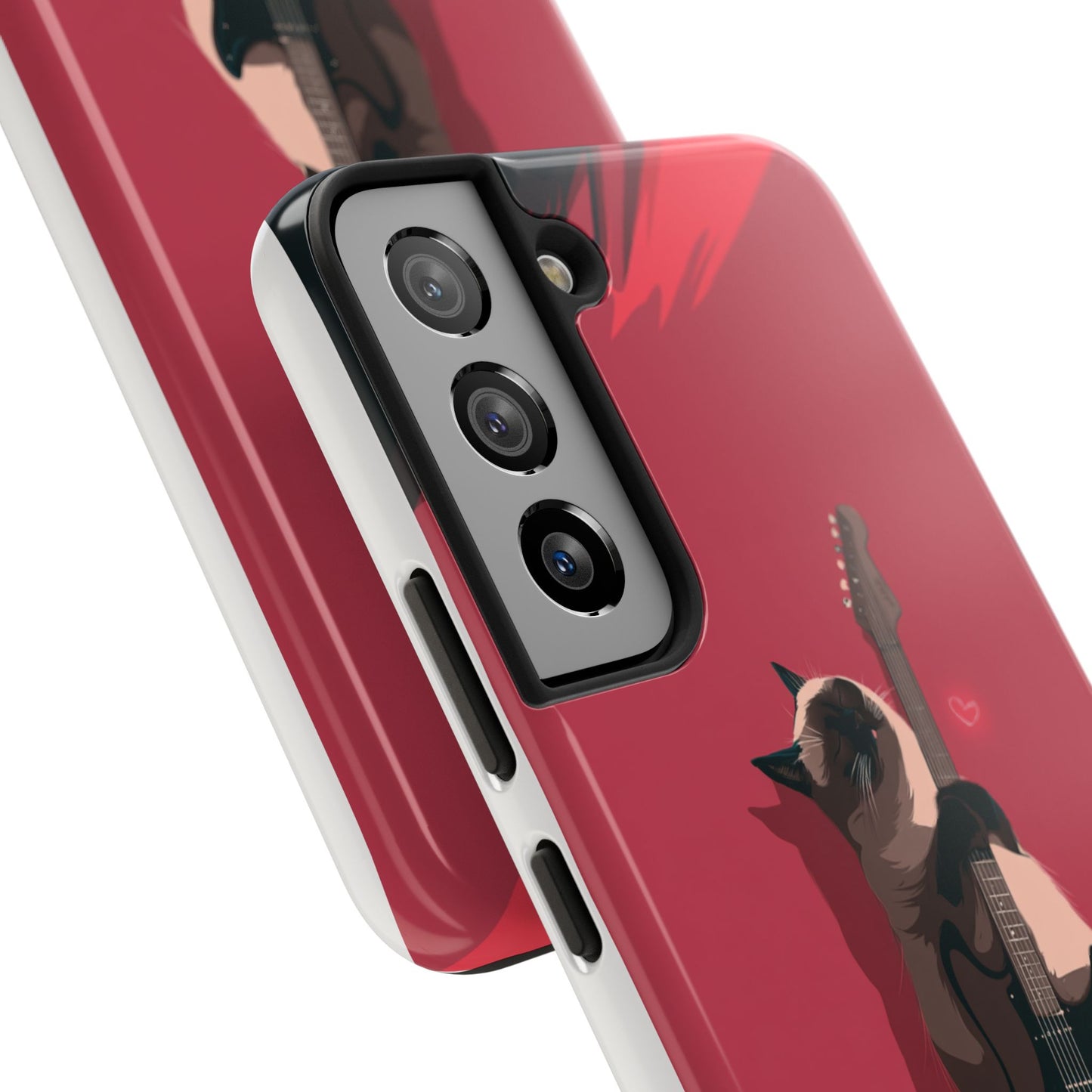 Charming Cat with Guitar Tough Phone Case – Wearable Art for Cat & Music Lovers