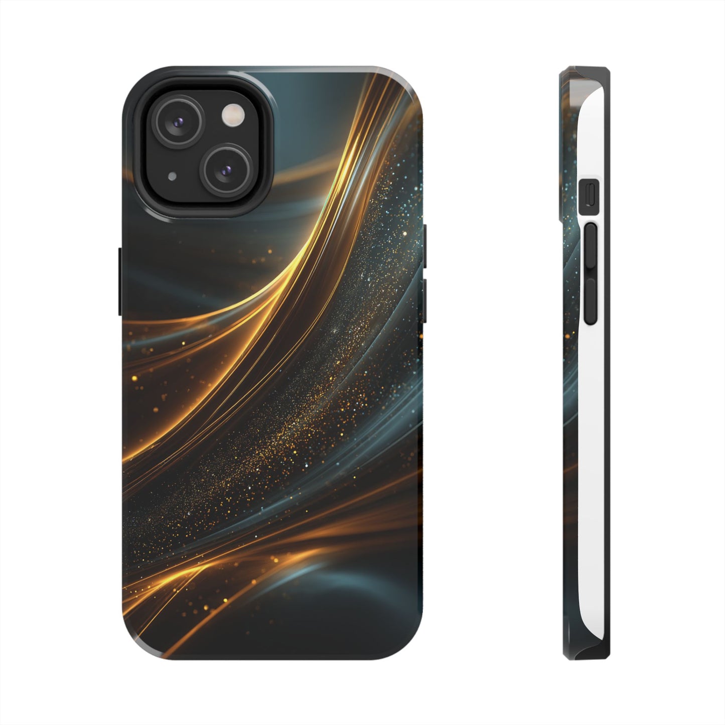 Elegant Tough Phone Case with Glittering Waves Design