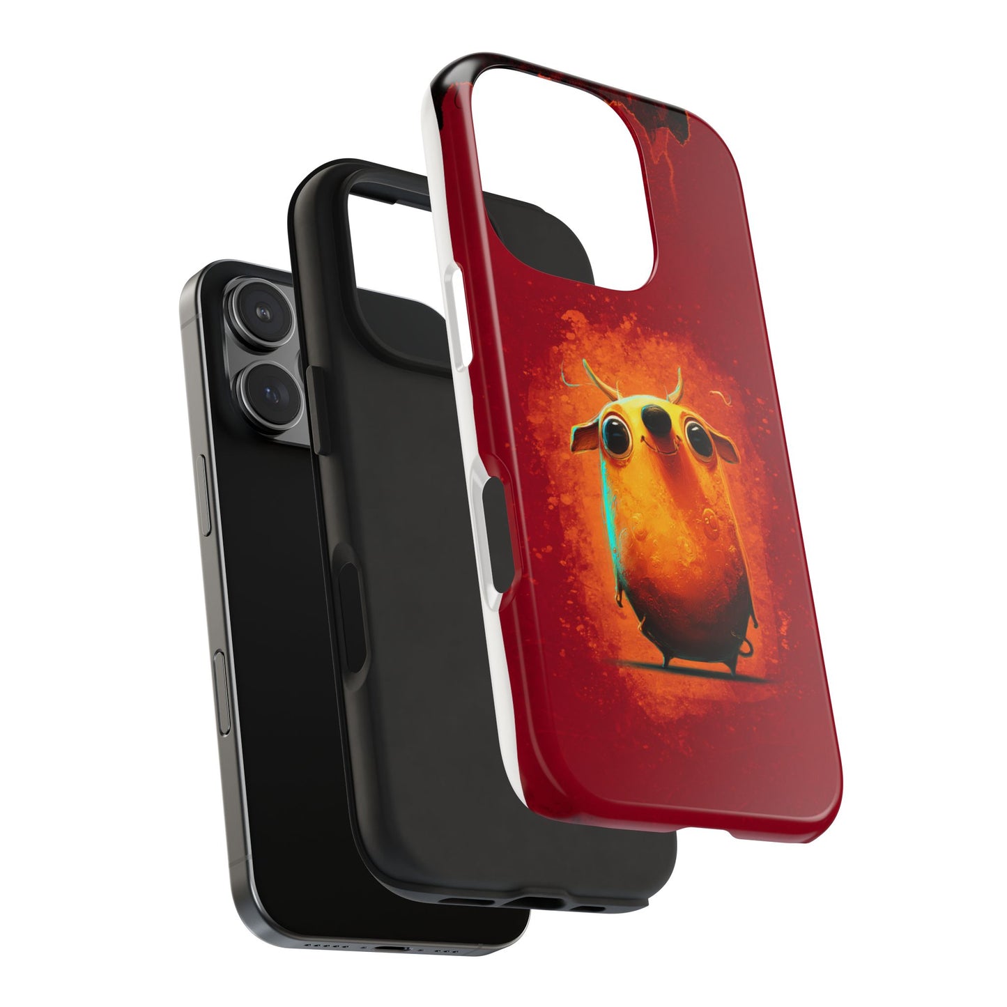 Whimsical Tough Phone Case - Cute Orange Monster Design